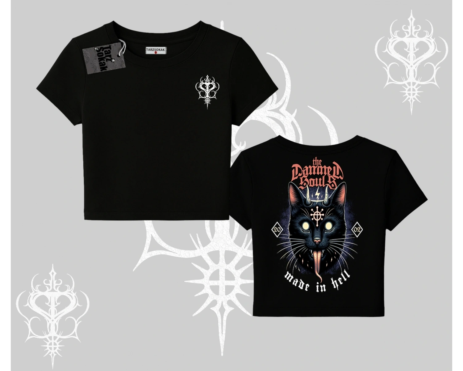 Gothic Cat Made in Hell Baskılı Sweatshirt Babby Tee Tshirt