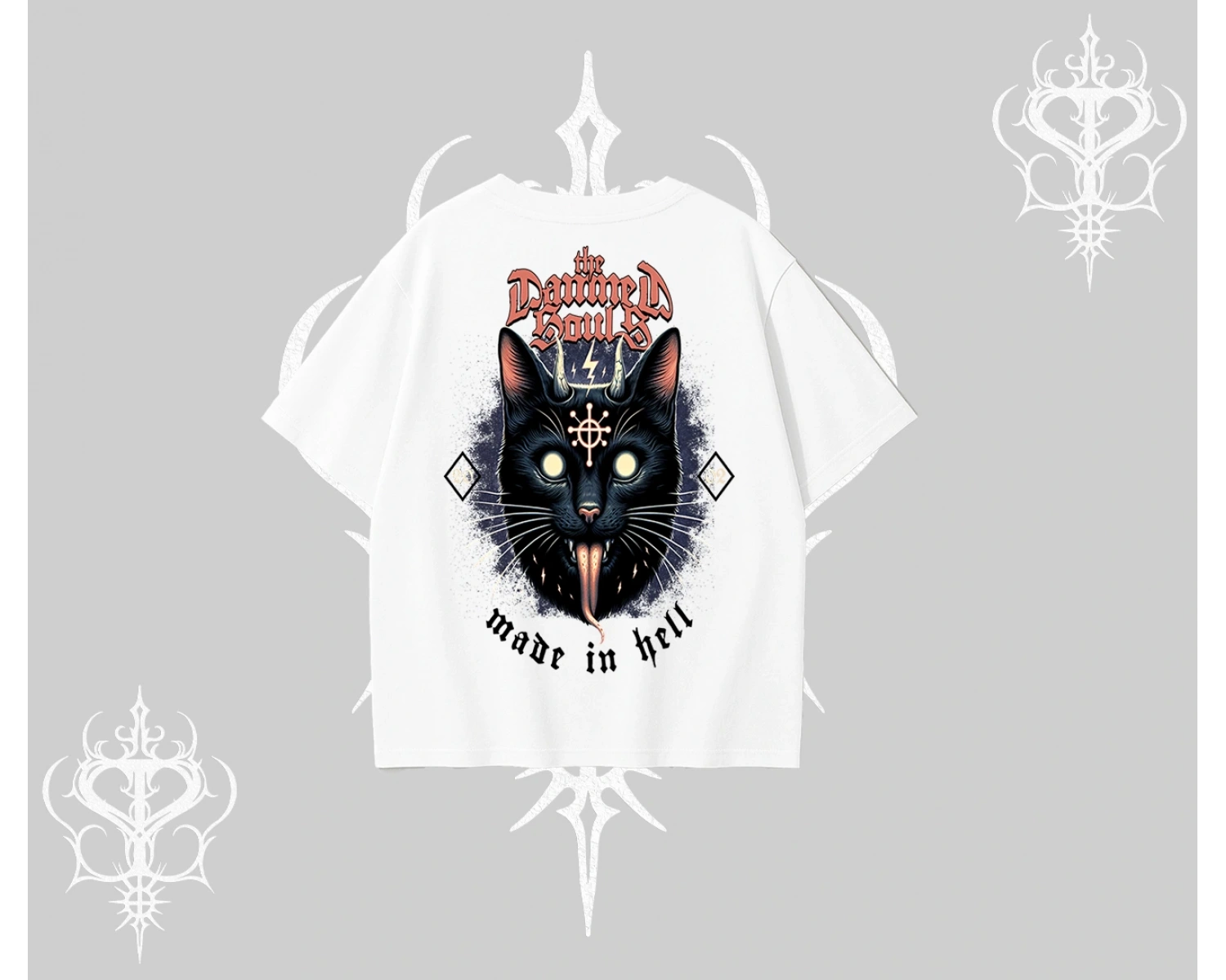 Gothic Cat Made in Hell Baskılı Sweatshirt Oversize Tshirt