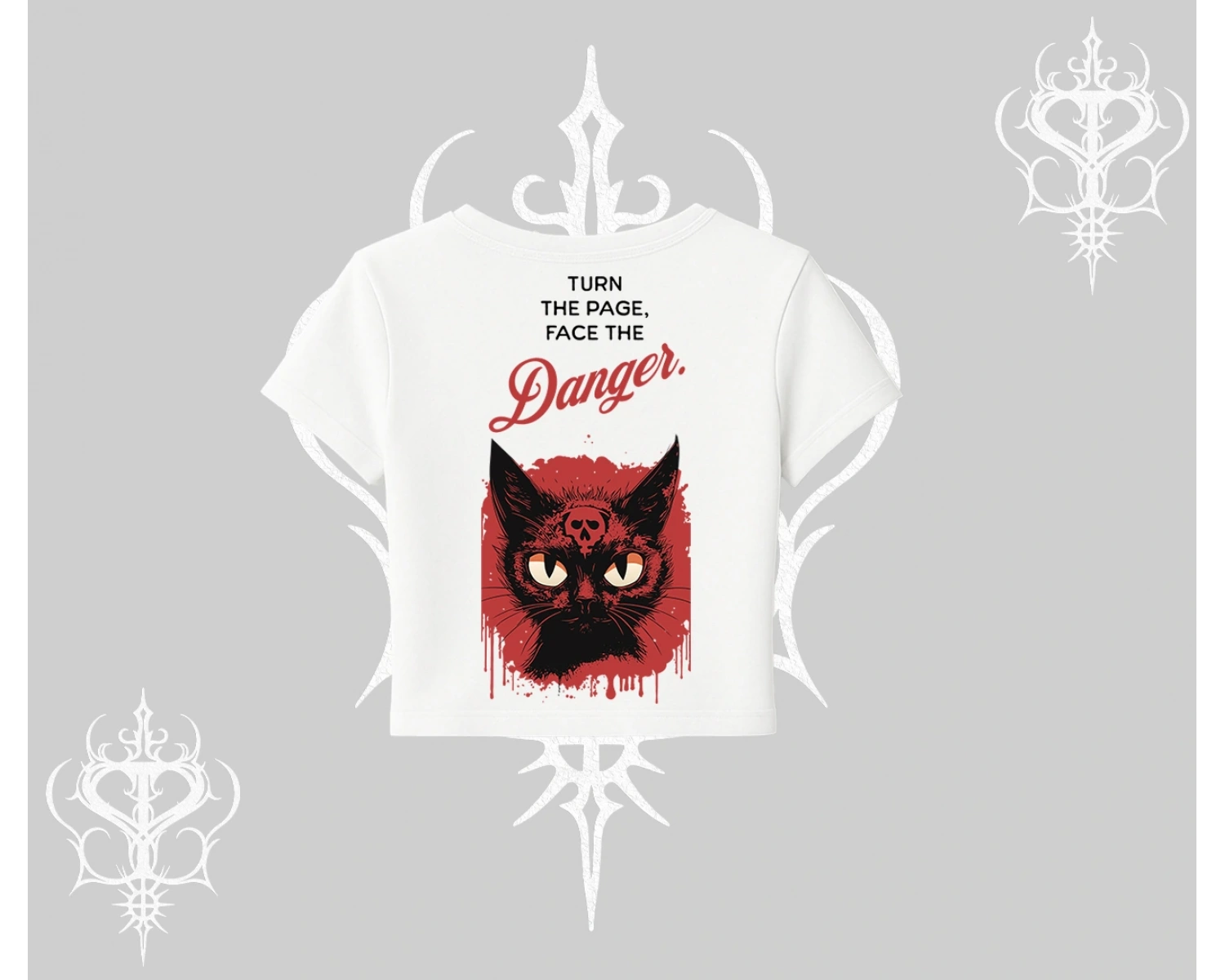 Gotik Kedi Arka Baskılı Babby Tee Tshirt