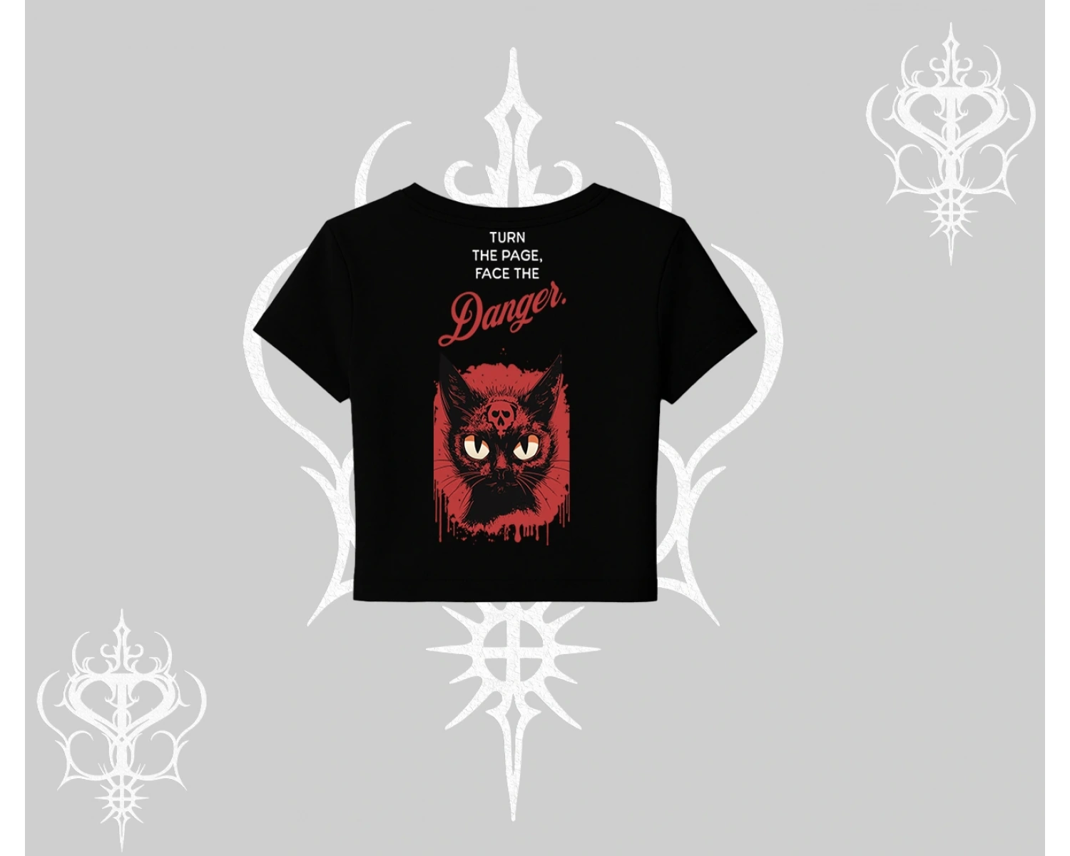 Gotik Kedi Arka Baskılı Babby Tee Tshirt