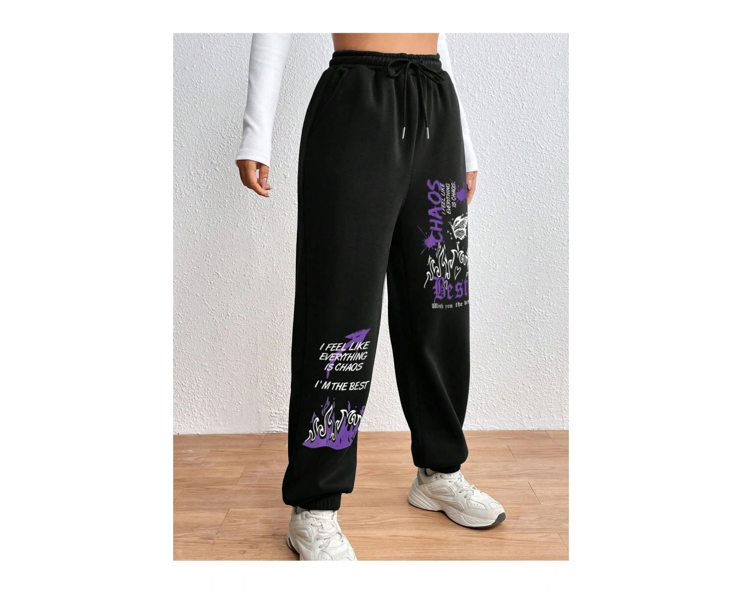 Graphic Drawstring Waist 4 Mevsim Eşofman