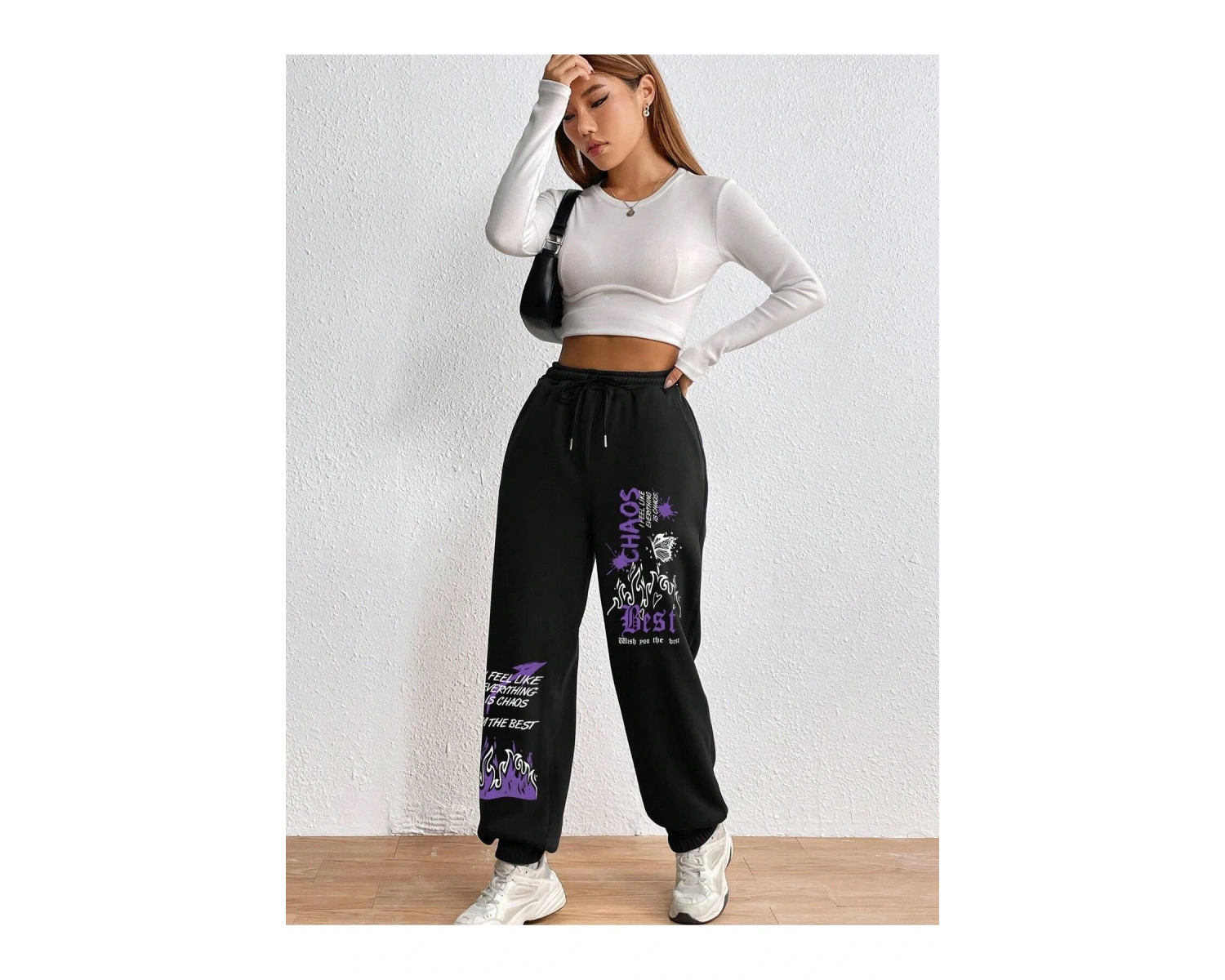 Graphic Drawstring Waist 4 Mevsim Eşofman