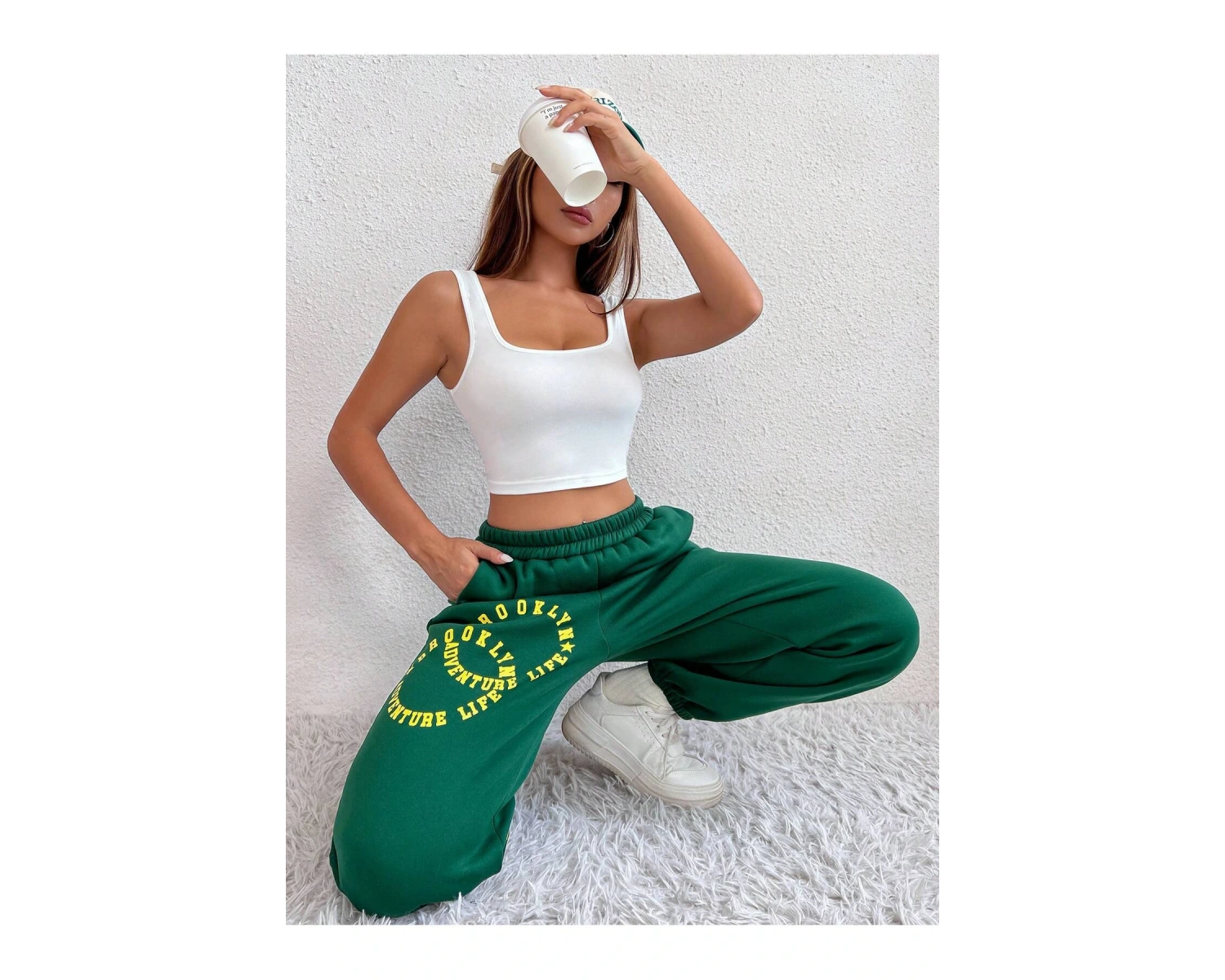 Graphic Elastic Waist 4 Mevsim Eşofman