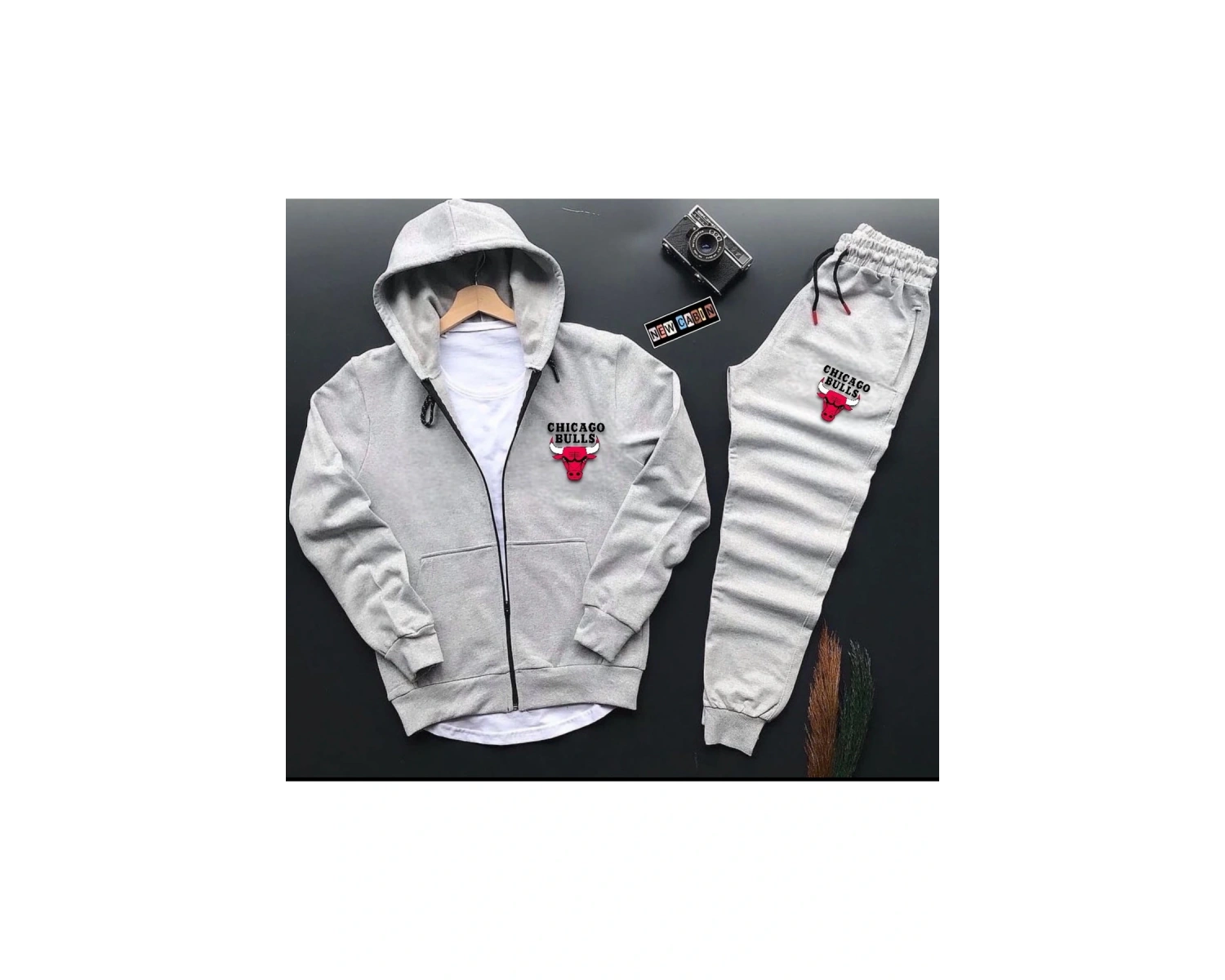 Gri BULLS Dijital Baskılı Kışlık UNİSEX Eşofman Takımı