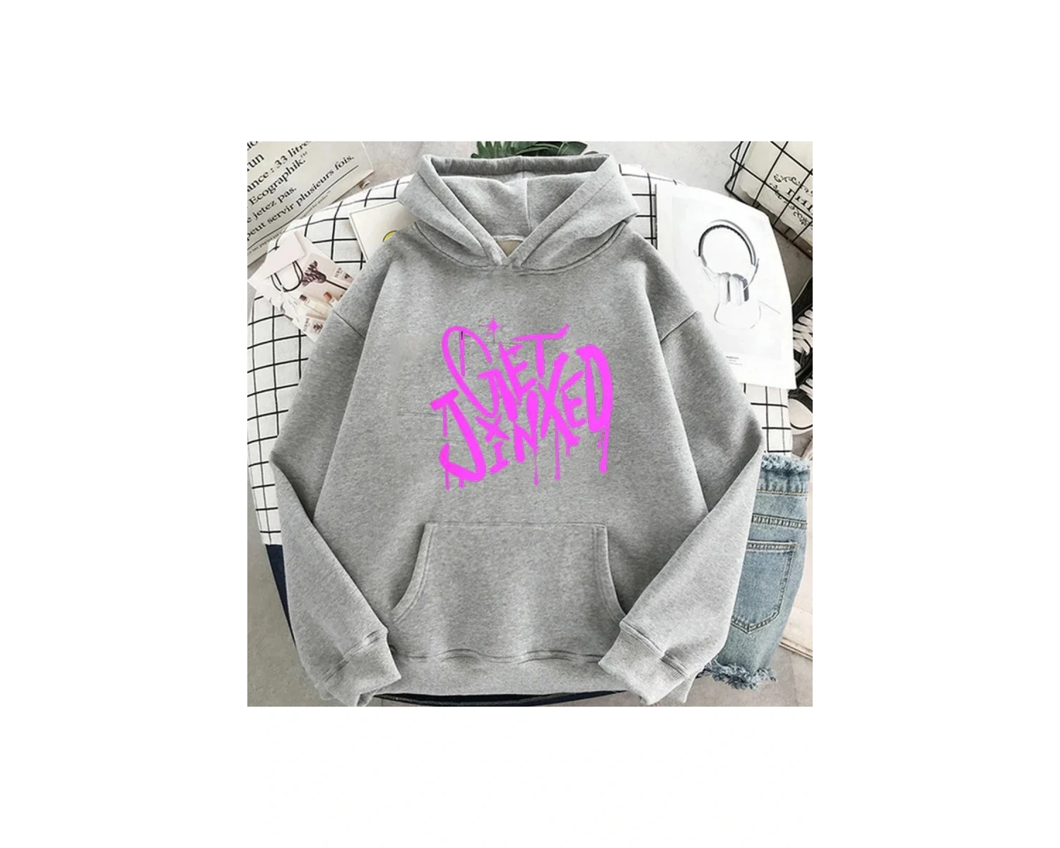 Gri Jinx Arcane DÜŞMAN Sudaderas