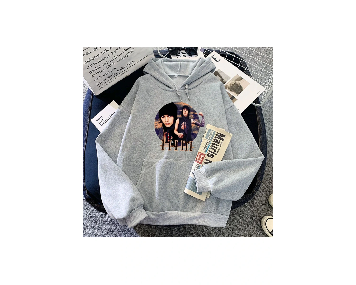 Gri kıyafetleri onu Ville Valo ağır zihinsel moda Harajuku tarzı u