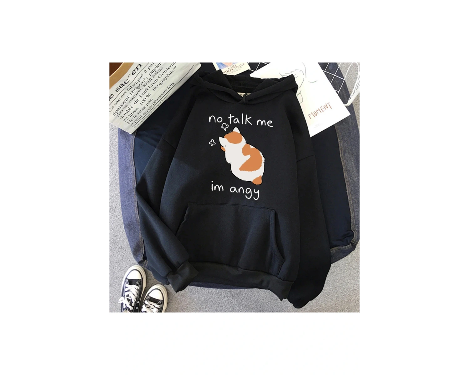 Gri KONUŞMAYIN, ÖFKELİYİM sevimli kızgın kedi