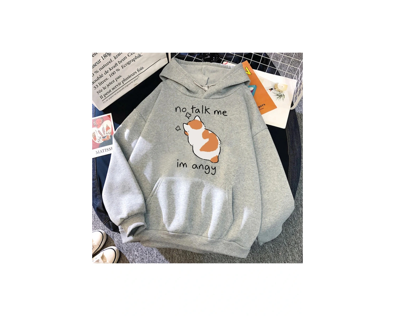 Gri KONUŞMAYIN, ÖFKELİYİM sevimli kızgın kedi