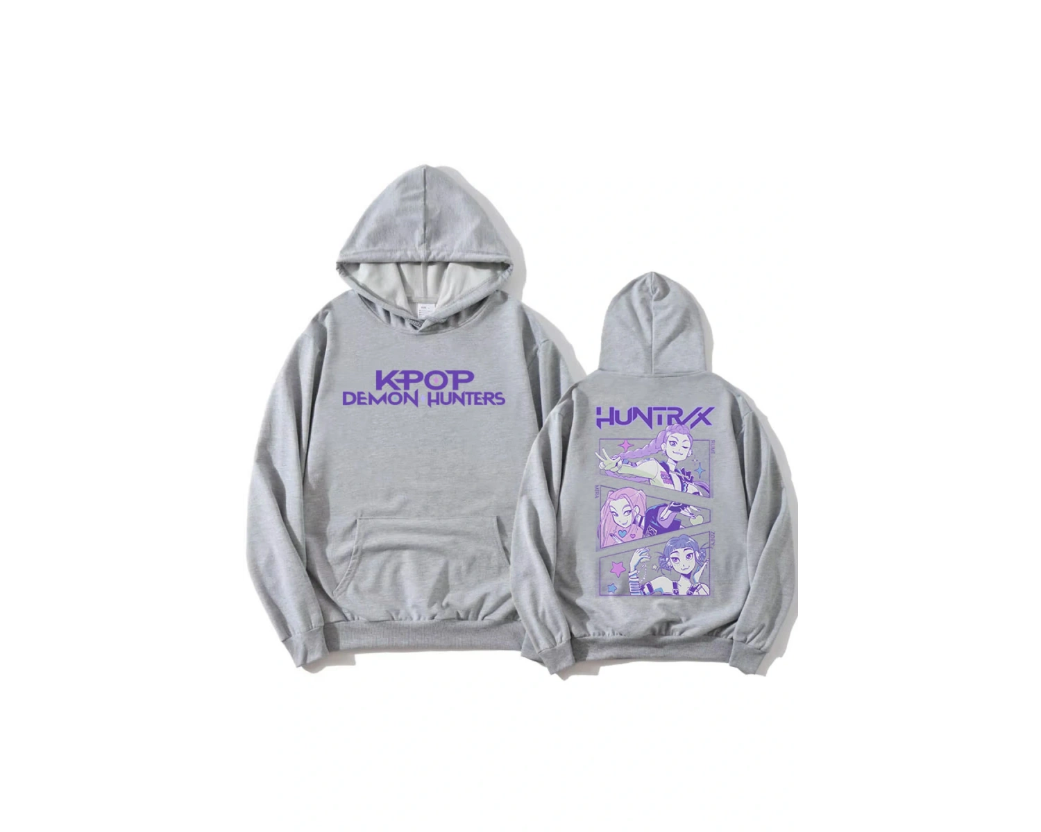 Gri KPop Demon Hunters Saja Boys Derpy TigerModa Film Baskıl