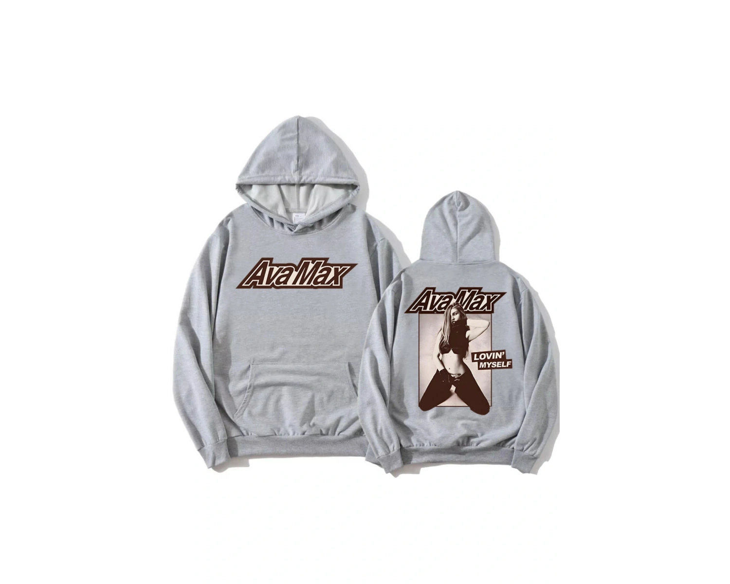 Gri Lovin Myself Hoodie Ava Max Tıklamayın Oyun Albümü l