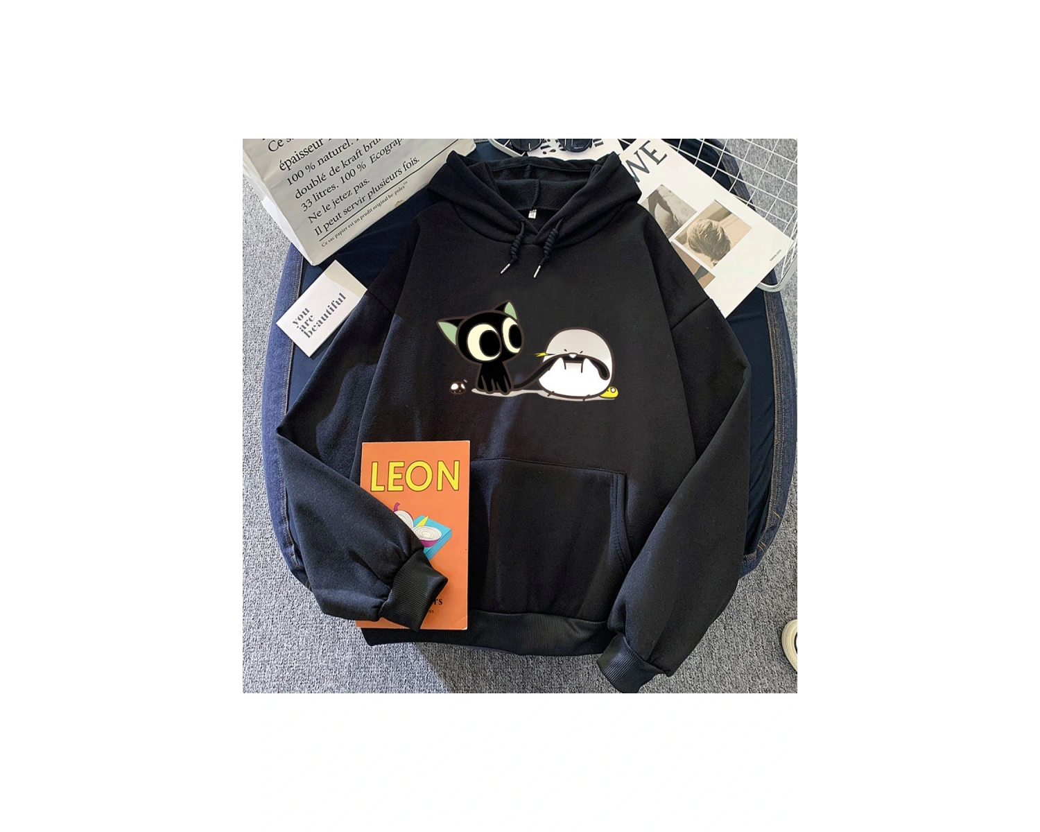 Gri Luo Xiao Hei Kedi Anime LuoXiaoHei Manga Karikatür Kawaii