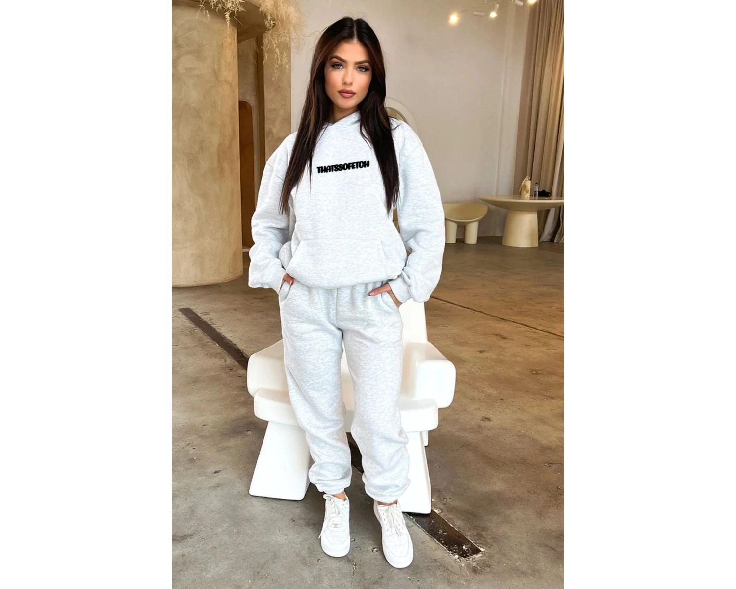 Gri Thatssofeton Dijital Baskılı Kışlık UNİSEX Eşofman Takımı