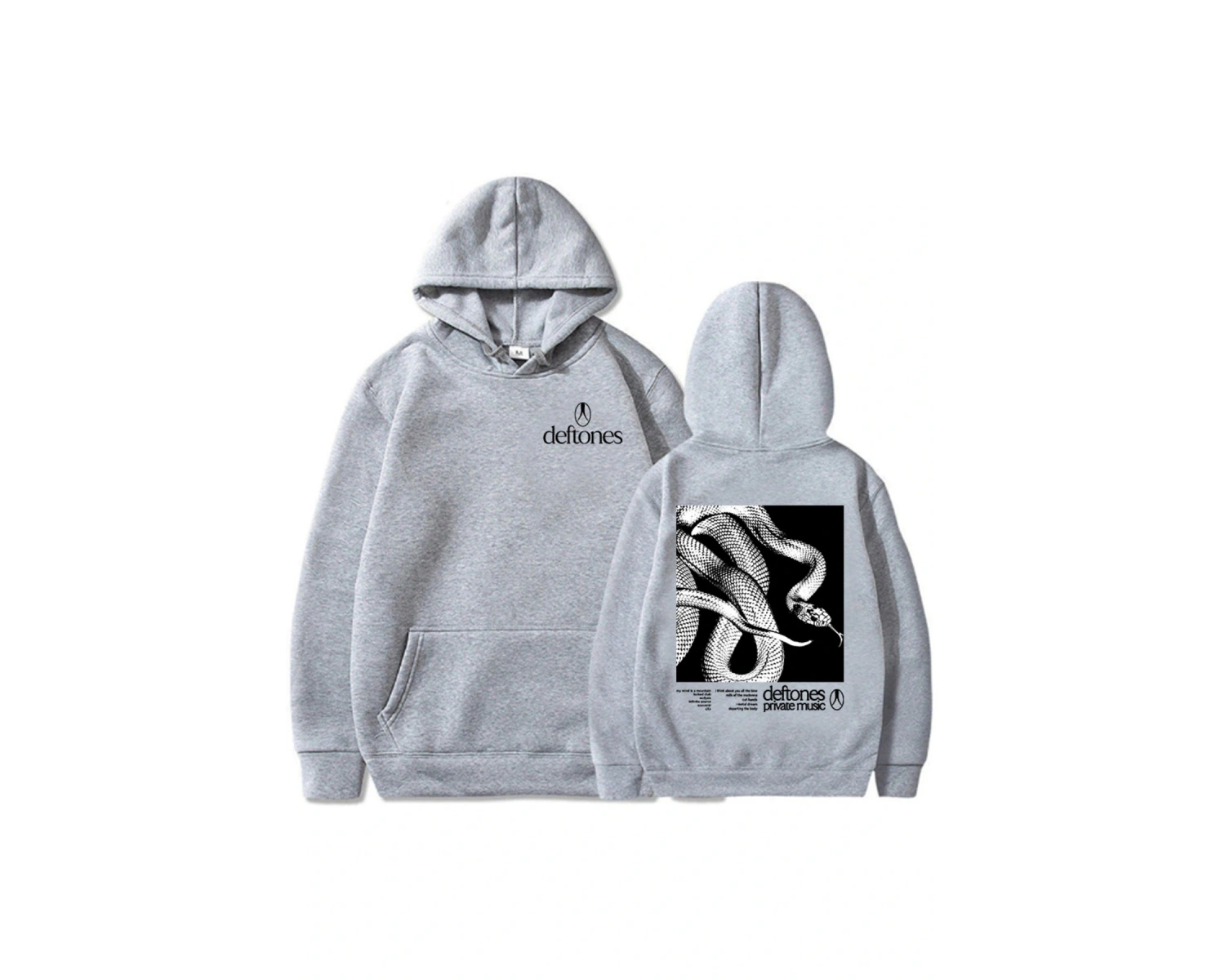 Gri Unisex Deftones Özel Müzik Kapüşonlular 2025 Albümü Grafik Baskı Sonbahar S