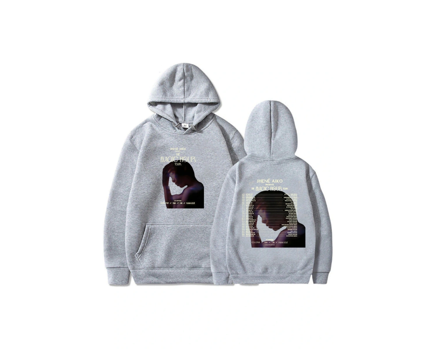 Gri Unisex Grafik giysi sihirli saat tur Jhene Aiko Hip Hop Streetwear sıcak