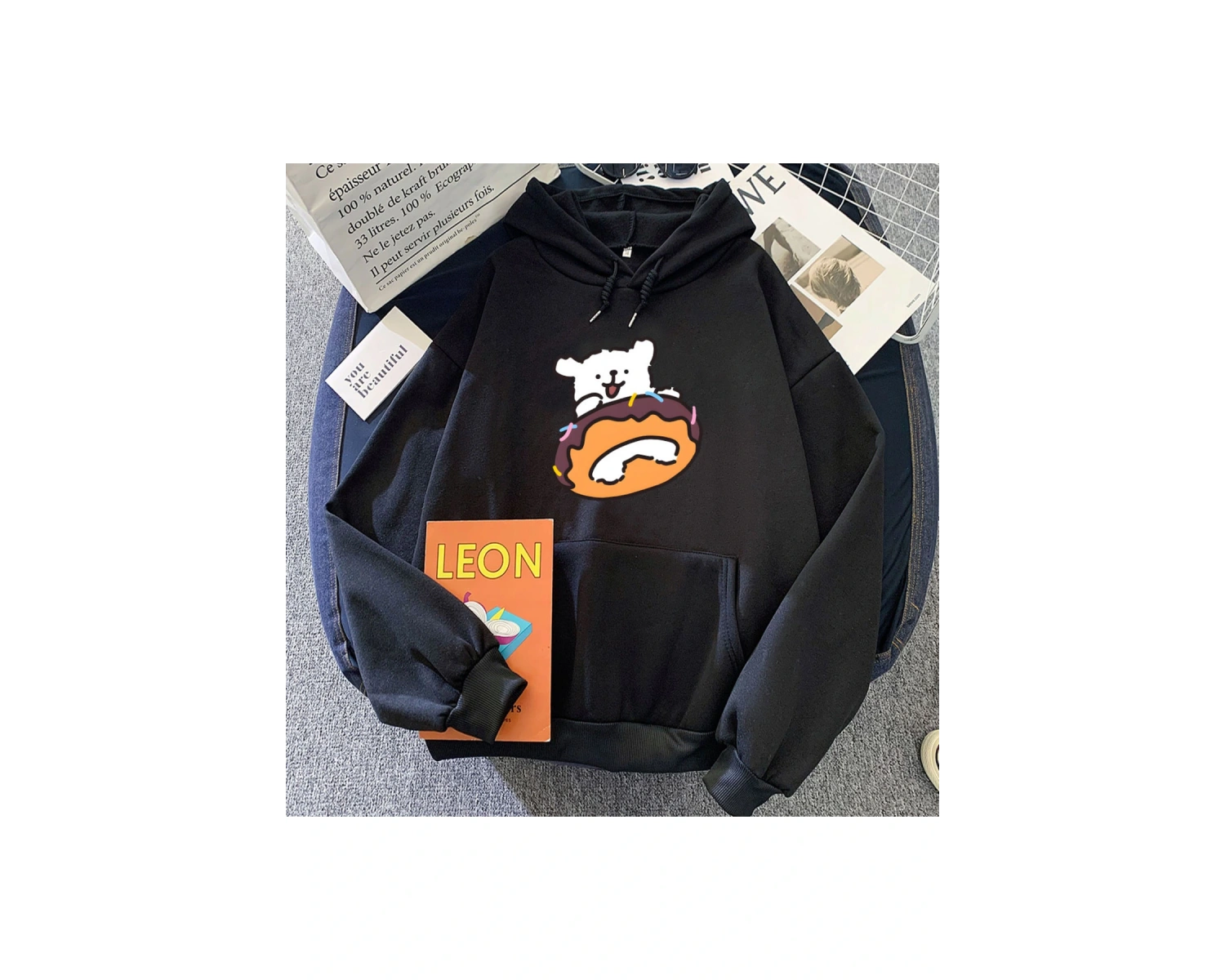 Gri Yavru Malta Köpeği ÇörekHoodies Kawaii