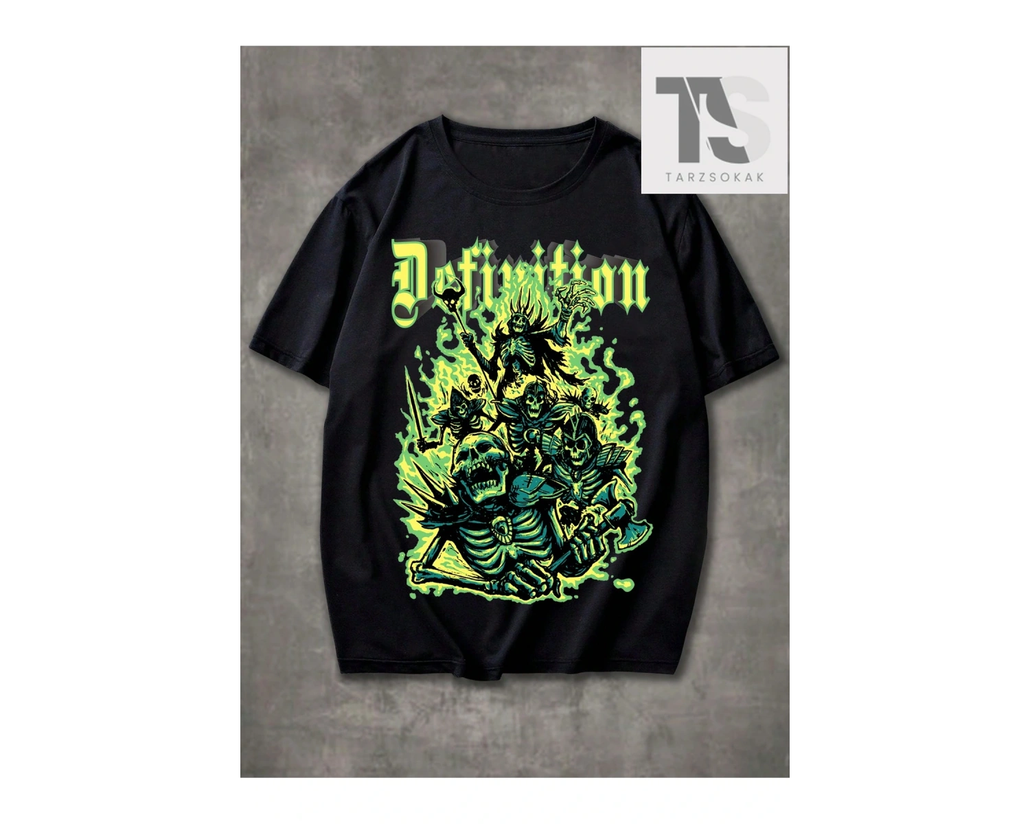 Grunge Punk Erkek İskelet Grafikli Tişört