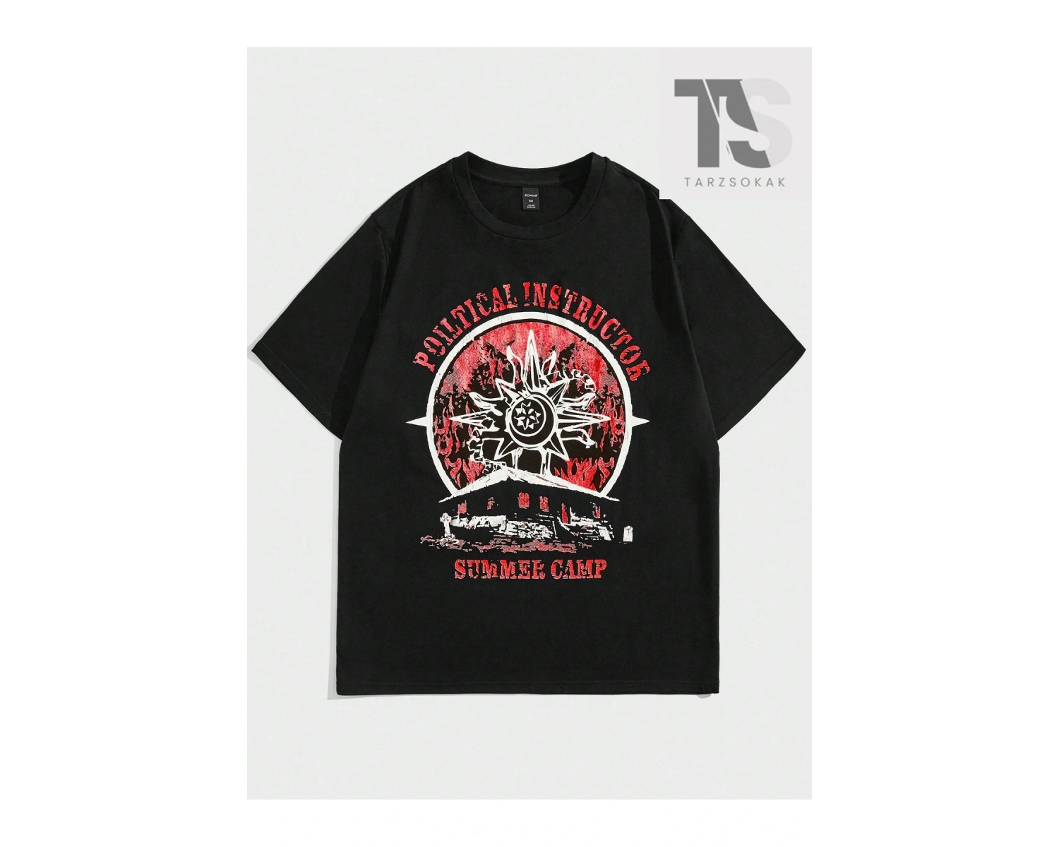 Grunge Punk Erkek Mektup Grafikli Tişört