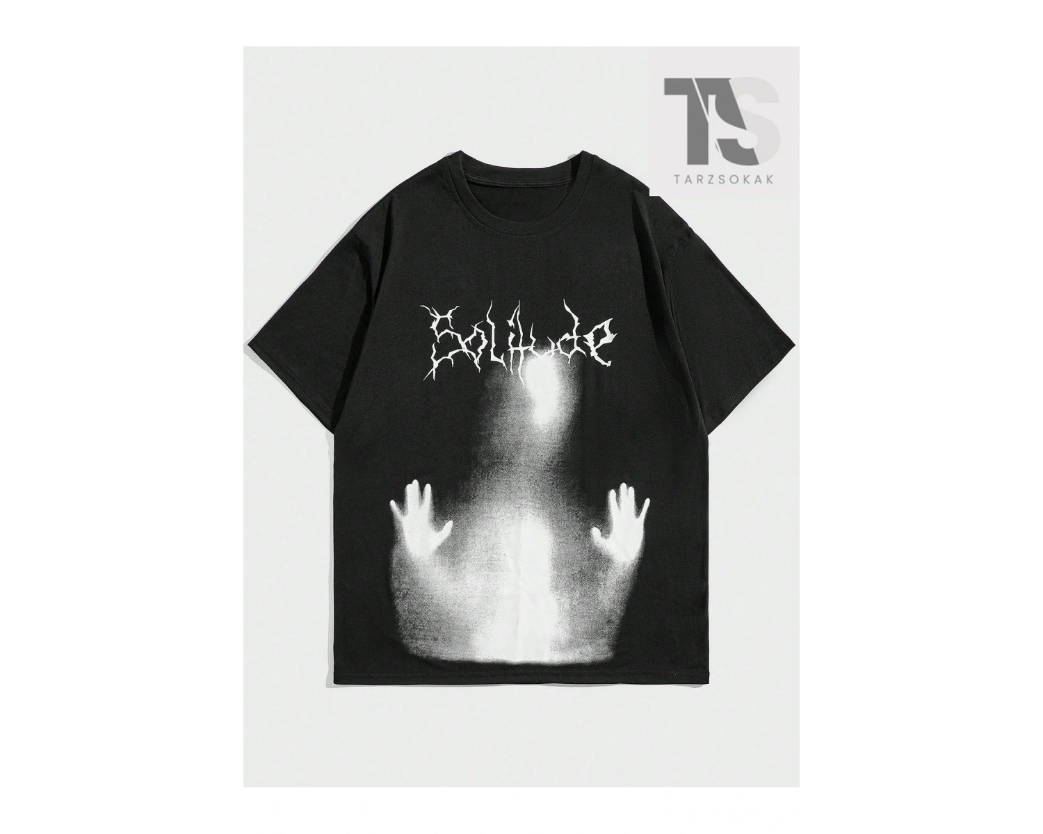 Grunge Punk Erkek Mektup ve Şekil Grafikli Tişört