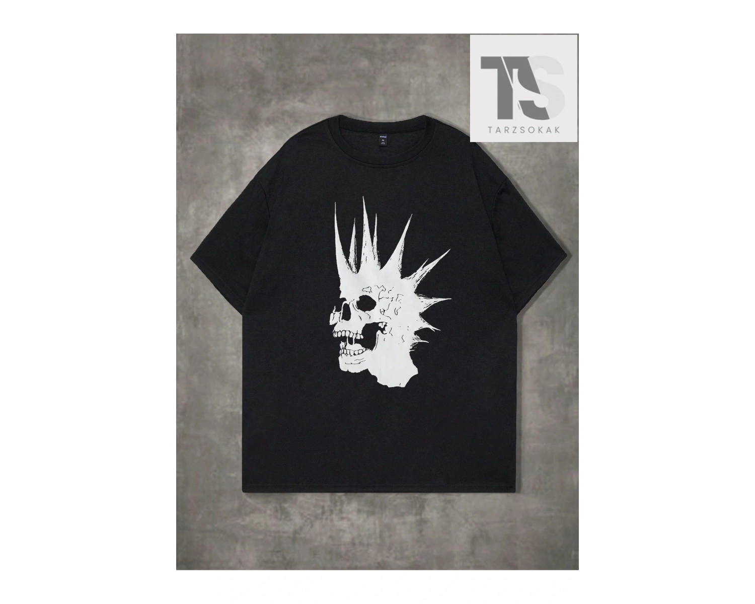 Grunge Punk Erkek Pamuk Kafatası Baskı Tişört