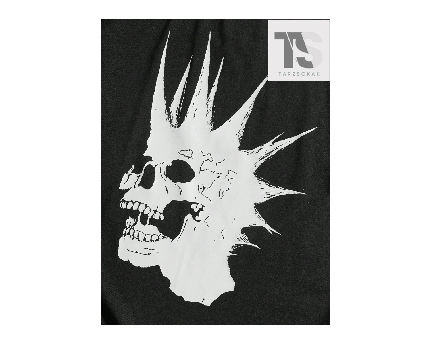 Grunge Punk Erkek Pamuk Kafatası Baskı Tişört