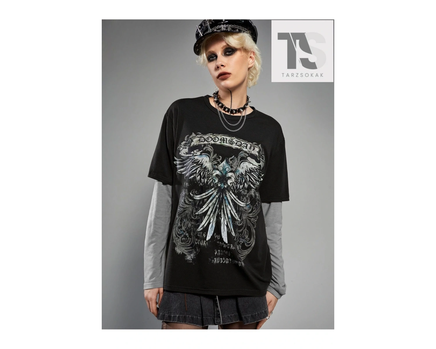 Grunge Punk Harf Grafik Tişört