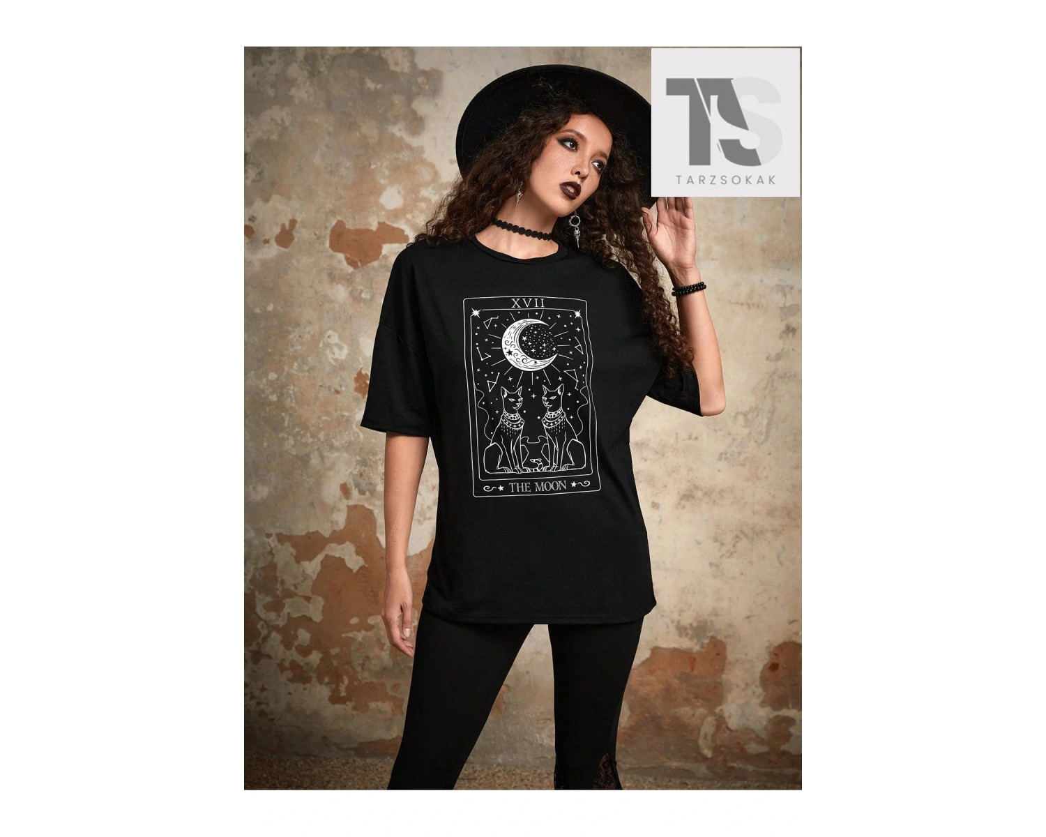 Grunge Punk Kafatası Grafik Damla Omuz Tişört