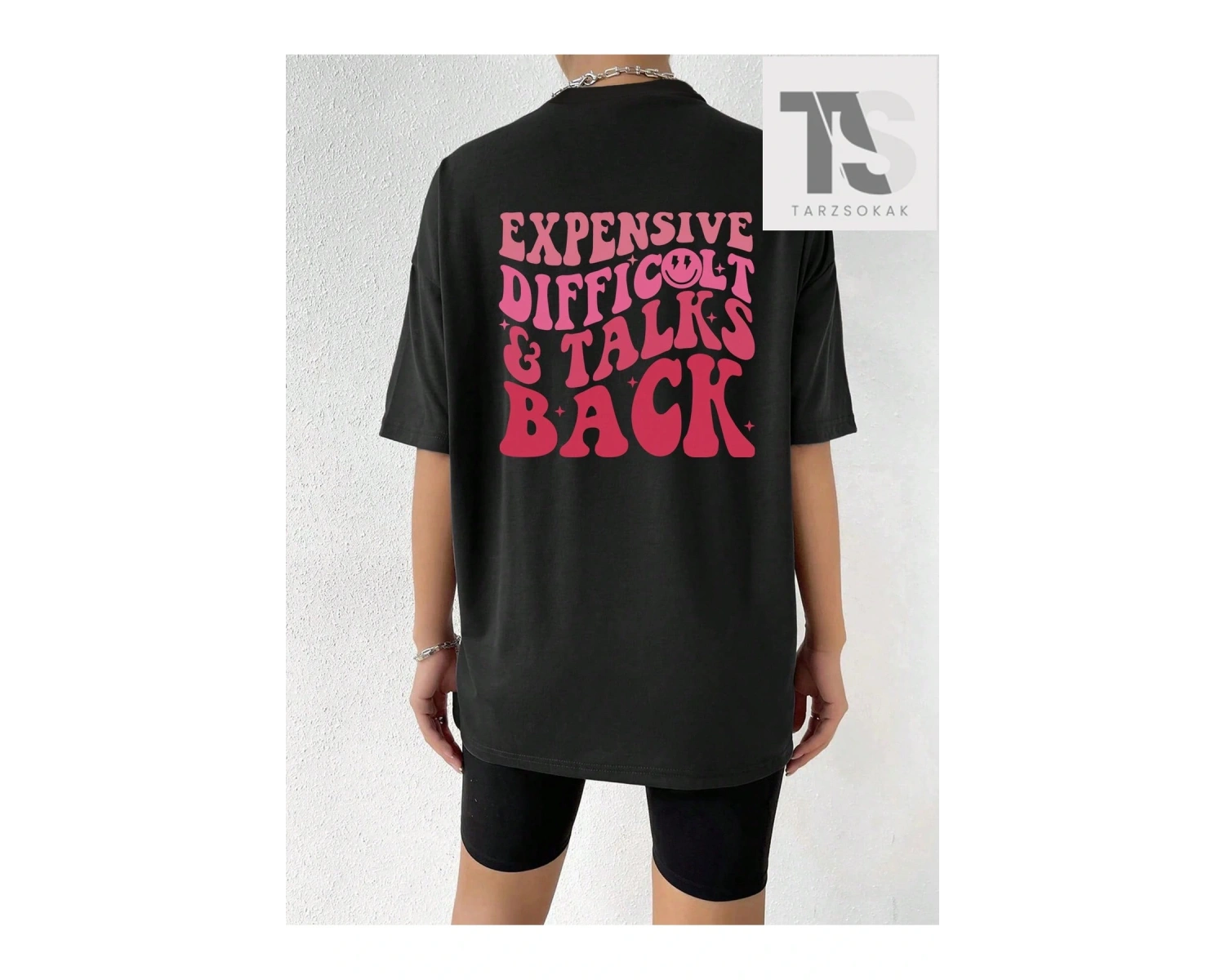 Grunge Punk Mektup Grafik Damla Omuz Tişört