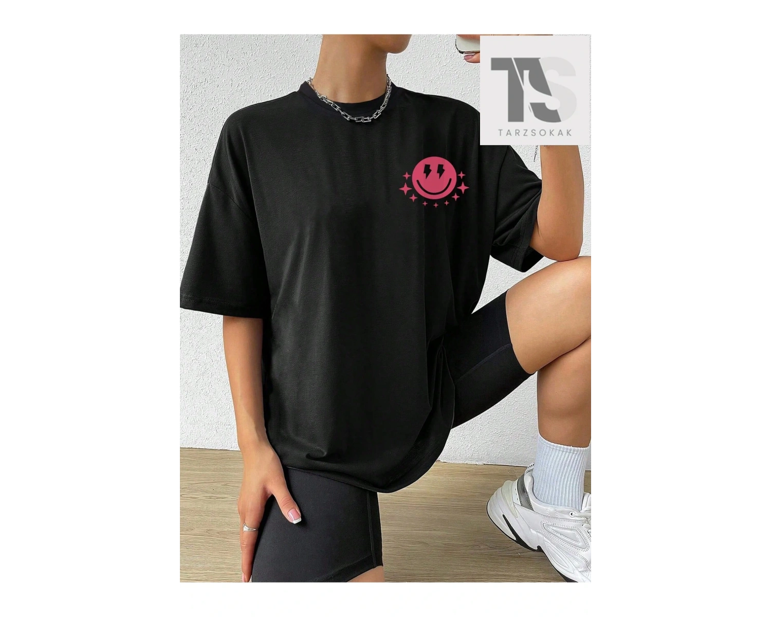 Grunge Punk Mektup Grafik Damla Omuz Tişört