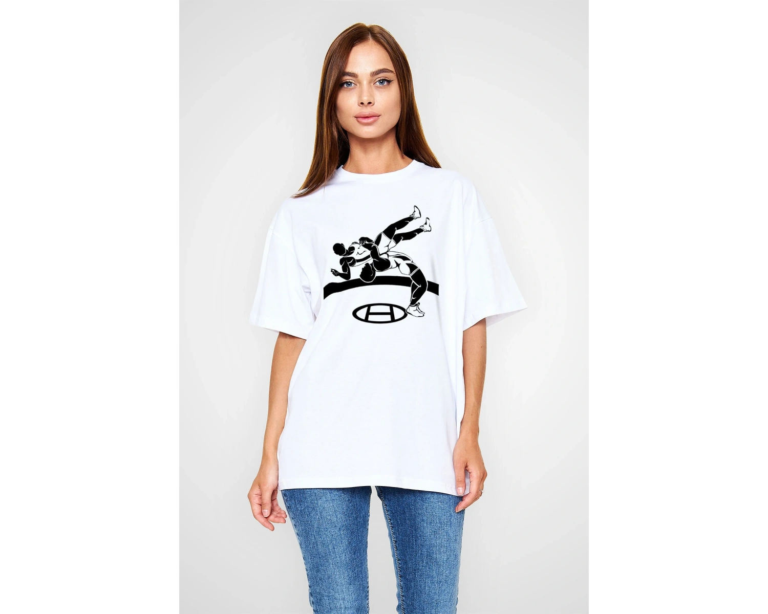 Güreş Beyaz Unisex Oversize Tişört T-shirt