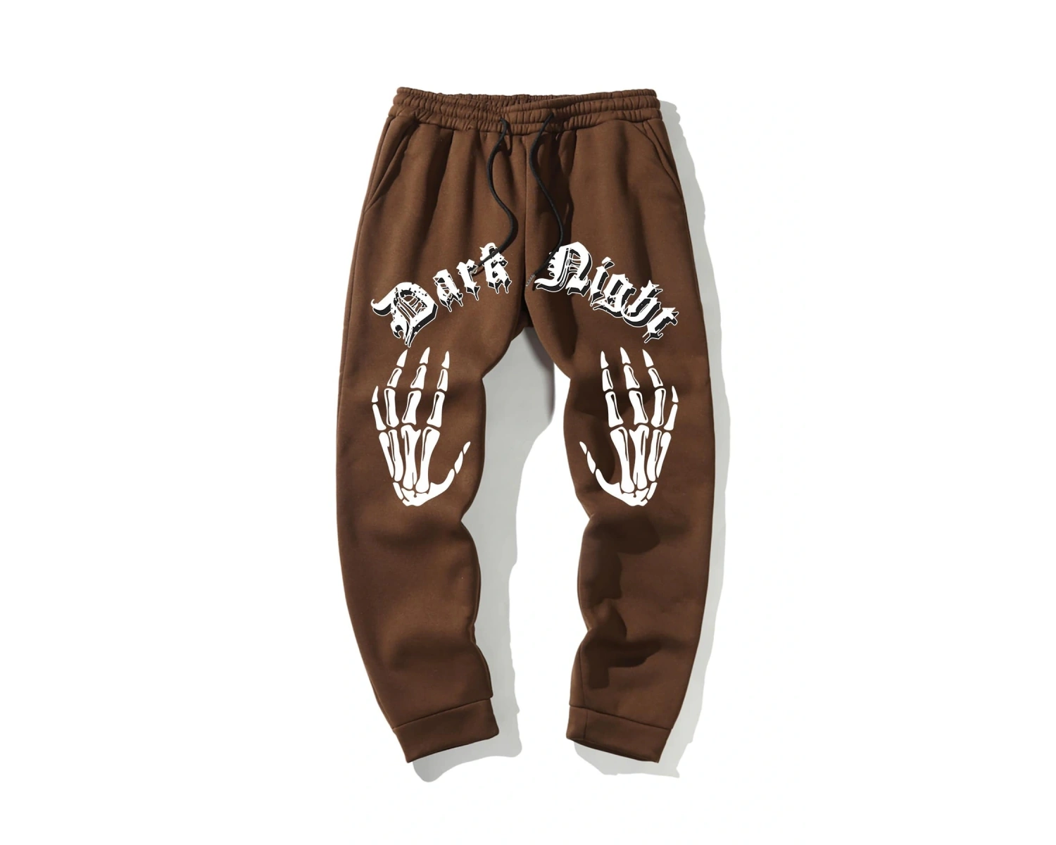 Guys Letter & Skeleton Print Thermal Drawstring Waist Eşofman Altı