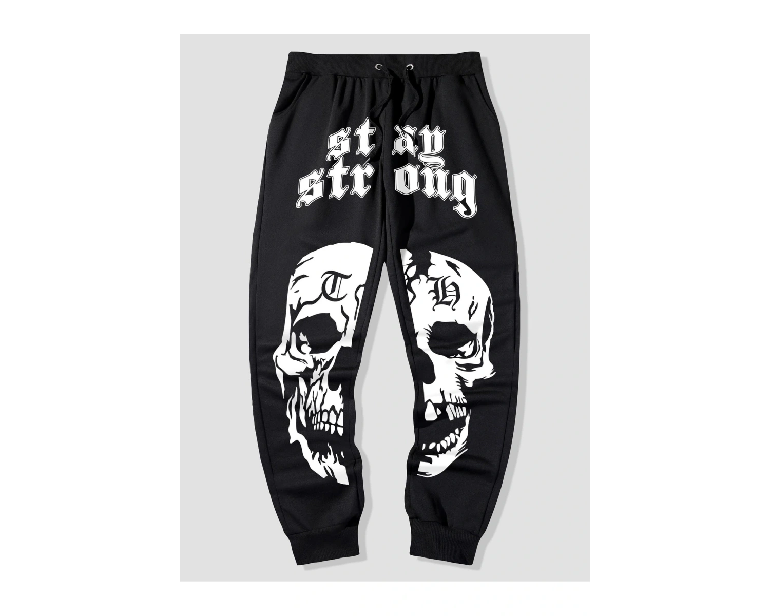 Guys Letter Skull Graphic Drawstring Waist Eşofman Altı
