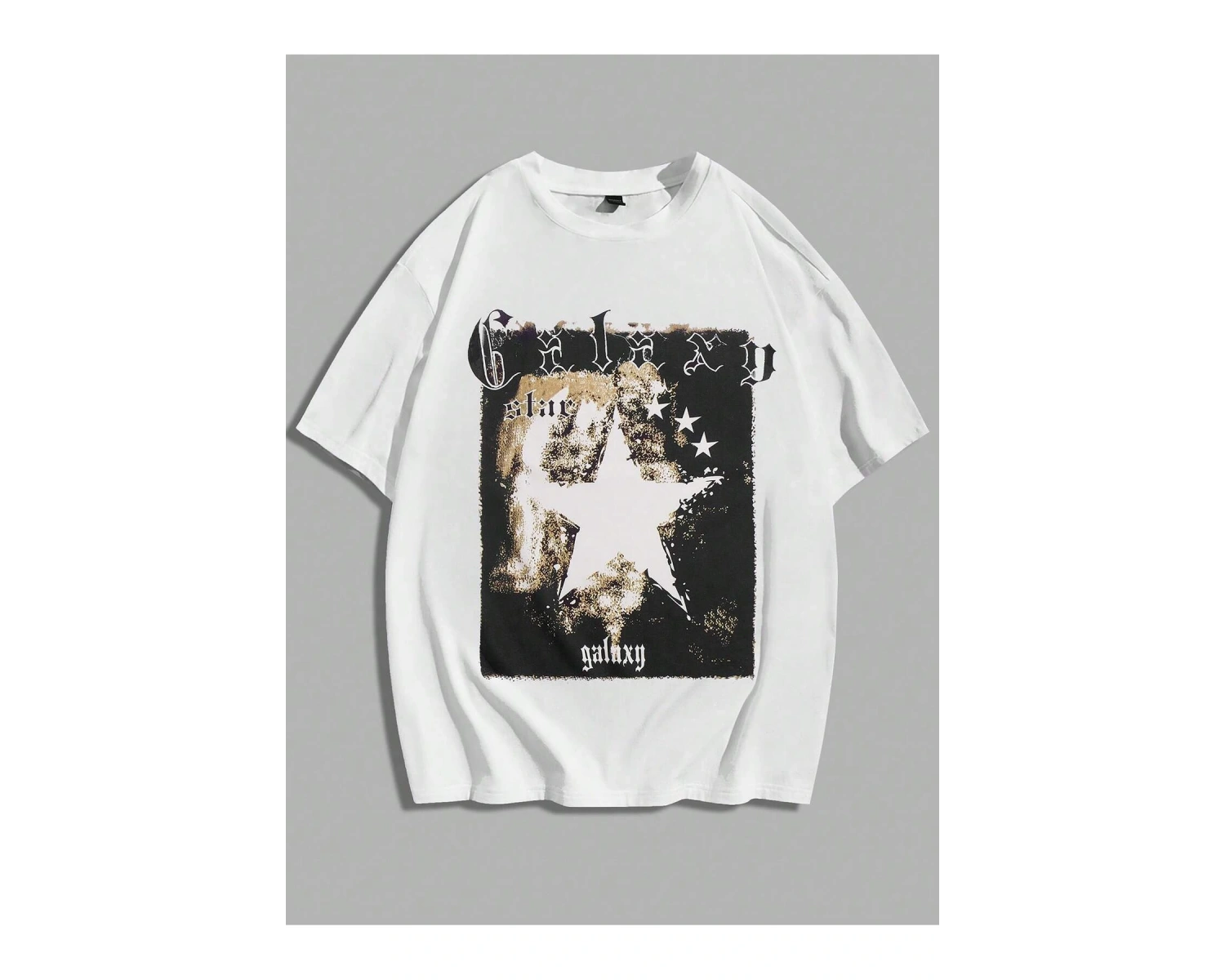 Guys Pamuk Harfli ve Yıldızlı Grafik Harajuku Style