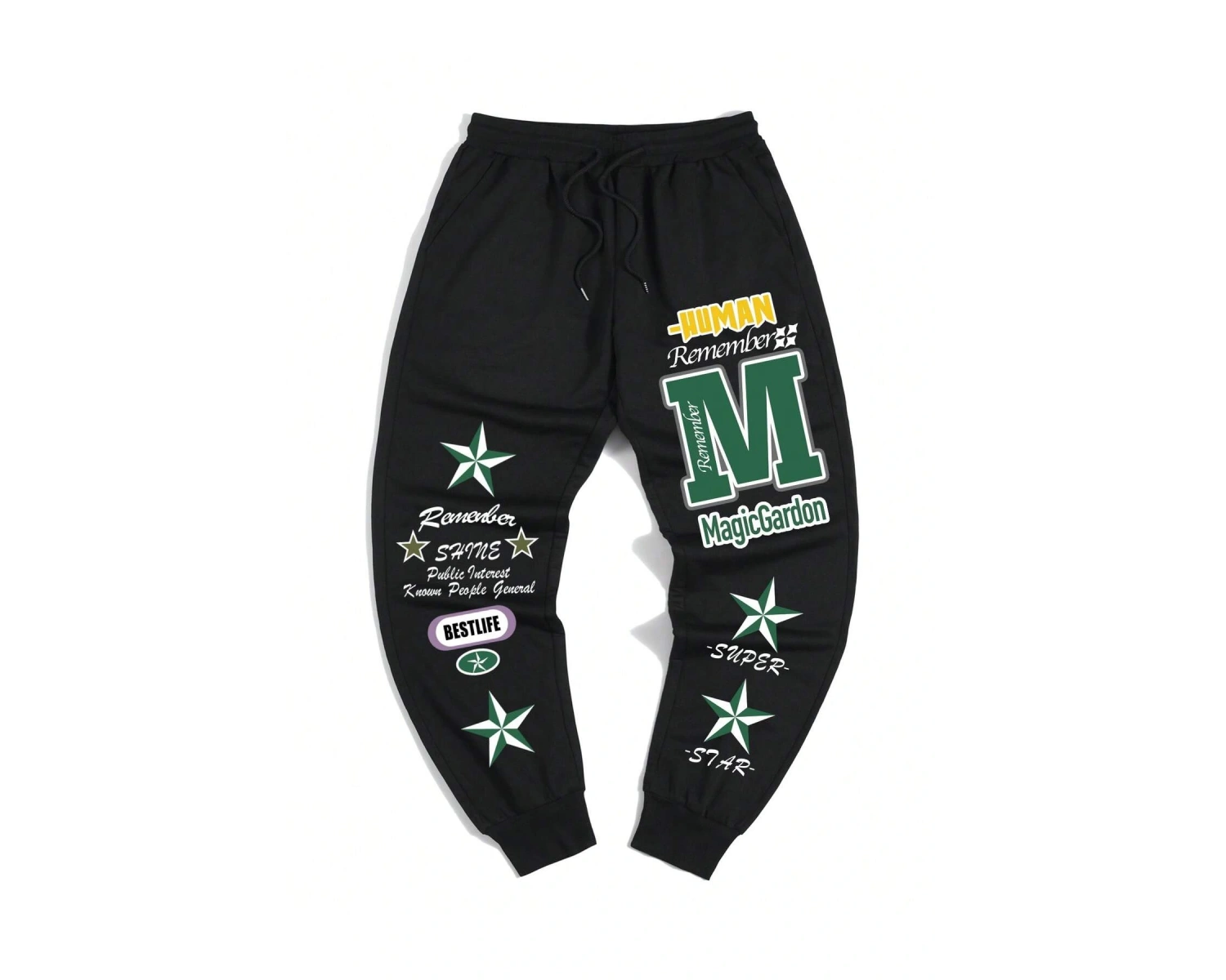 Guys Star & Slogan Graphic Drawstring Waist Eşofman Altı