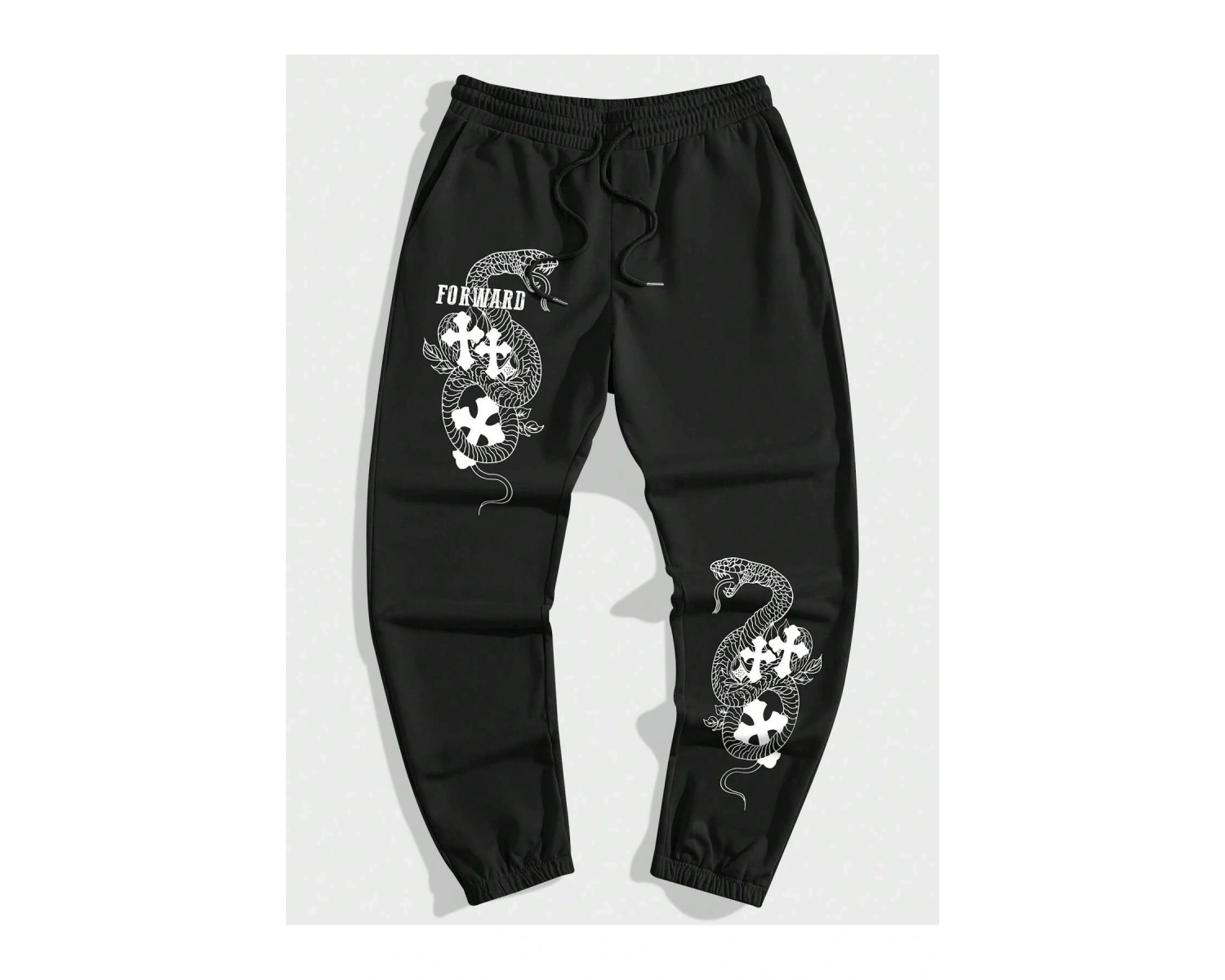 Halloween Cross & Letter Graphic Drawstring Waist Eşofman Altı