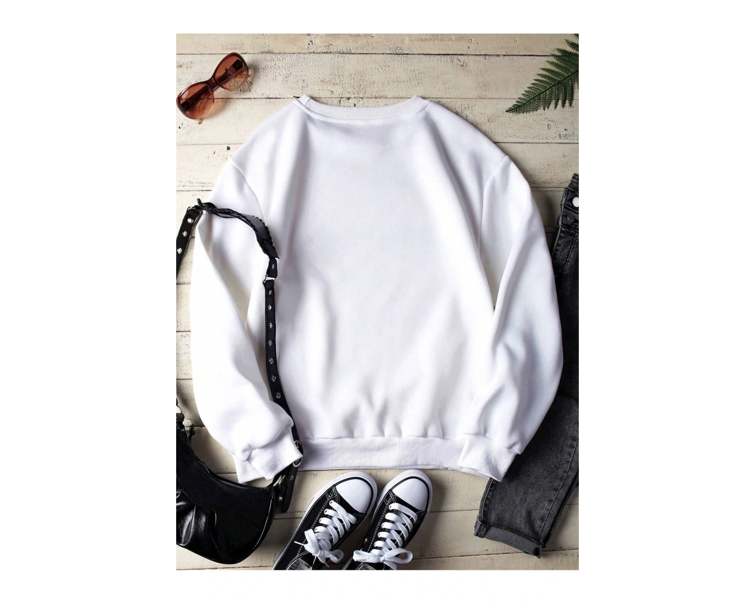 Halloween Print Lined Sweatshirt Beyaz