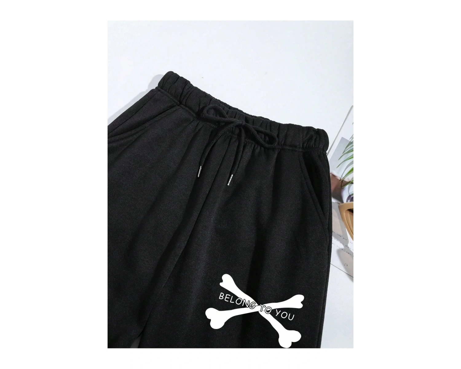 Halloween Skull Print Drawstring Waist 4 Mevsim Eşofman