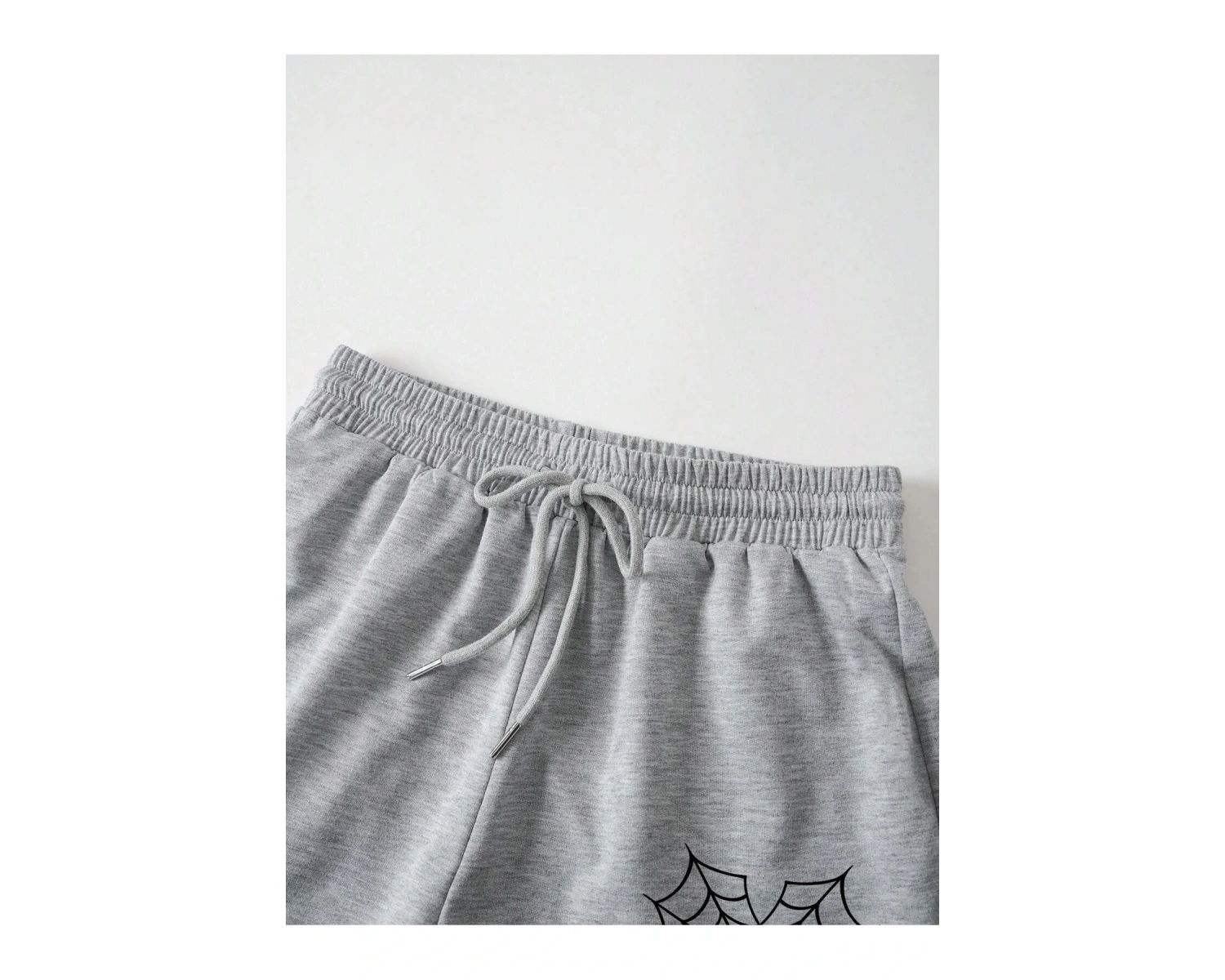 Halloween Spider Web & Heart Print Drawstring Waist Şort