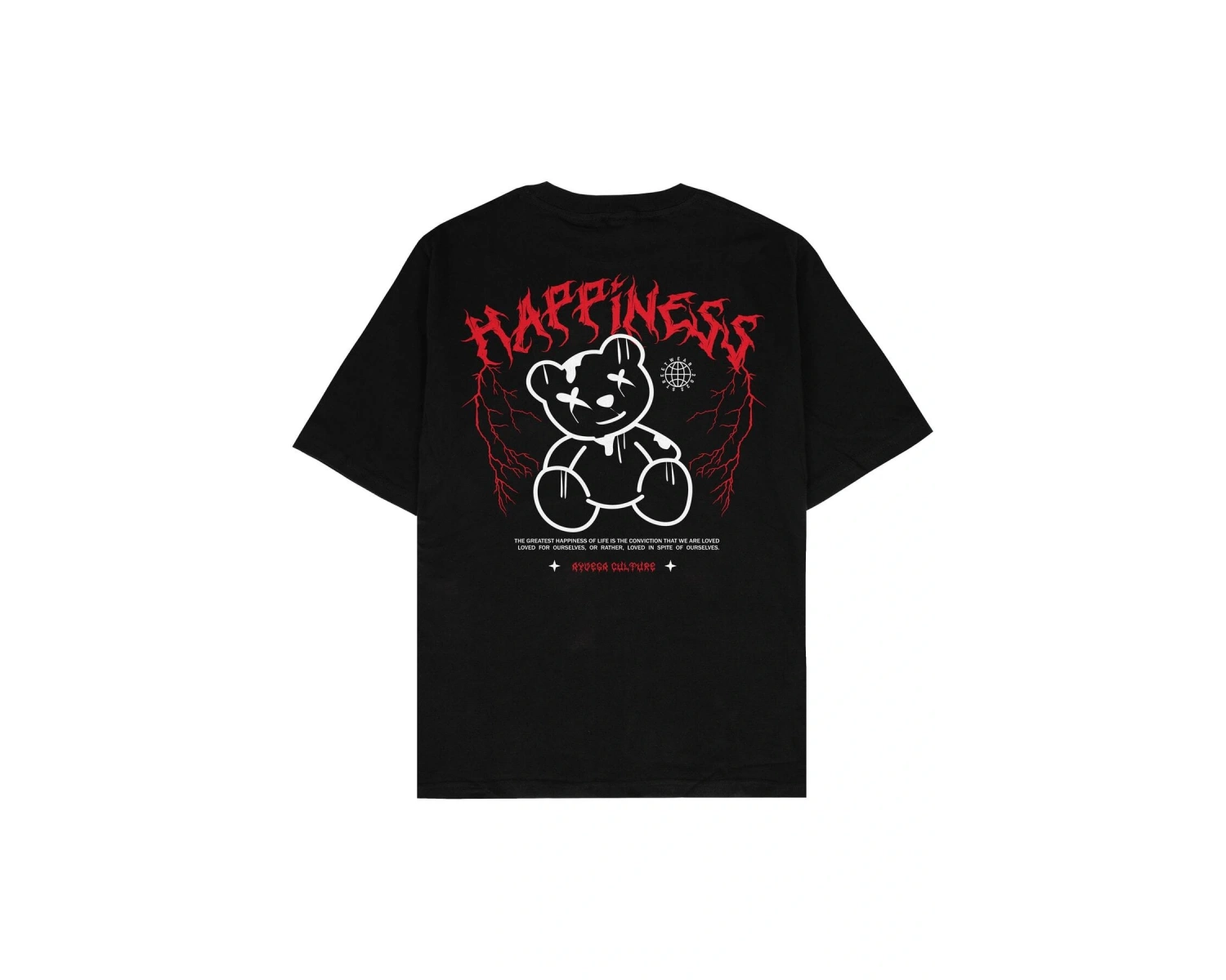 Happines Teddy Siyah Oversize Unisex T-shirt