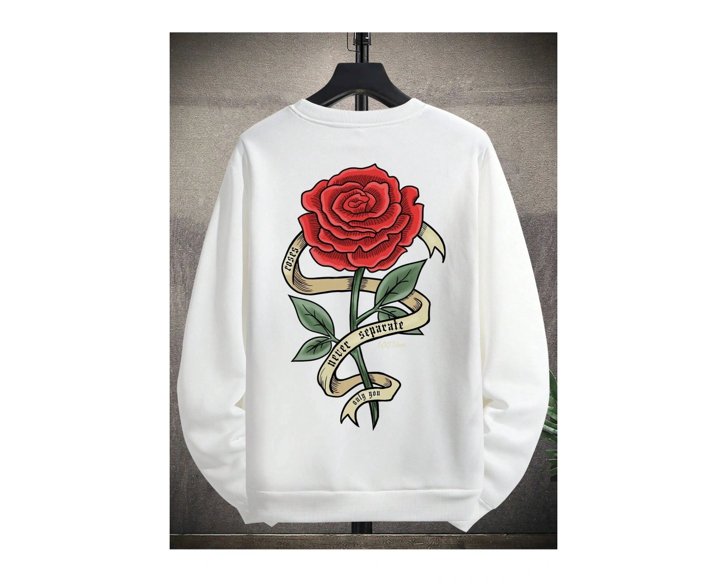 Harajuka Sokak Çiçek Desenli Kazak Beyaz