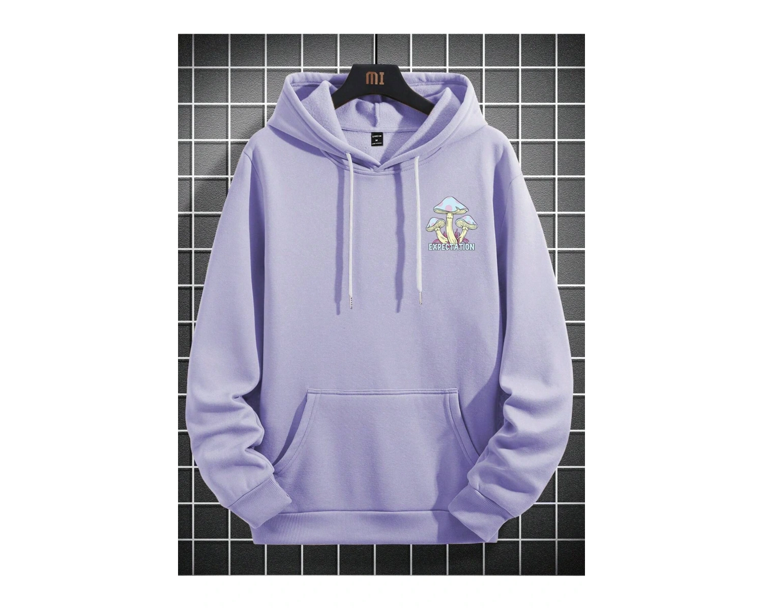 Harajuka Sokak Mantar ve Slogan Grafikli Düşük Omuz Mor