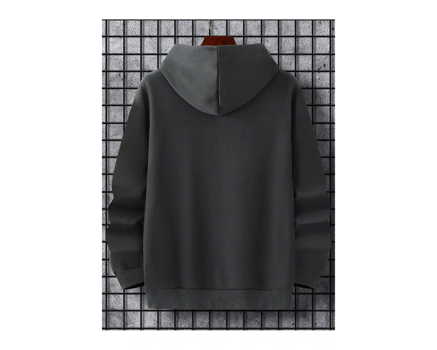 Harajuka Sokakt Manfinity Homme Erkekler Mektup Grafik Kanguru Cep Gri