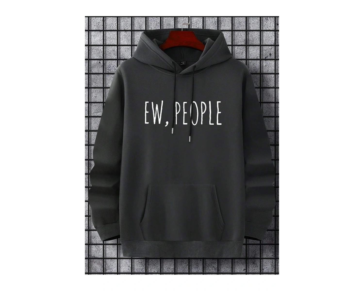 Harajuka Sokakt Manfinity Homme Erkekler Mektup Grafik Kanguru Cep Gri