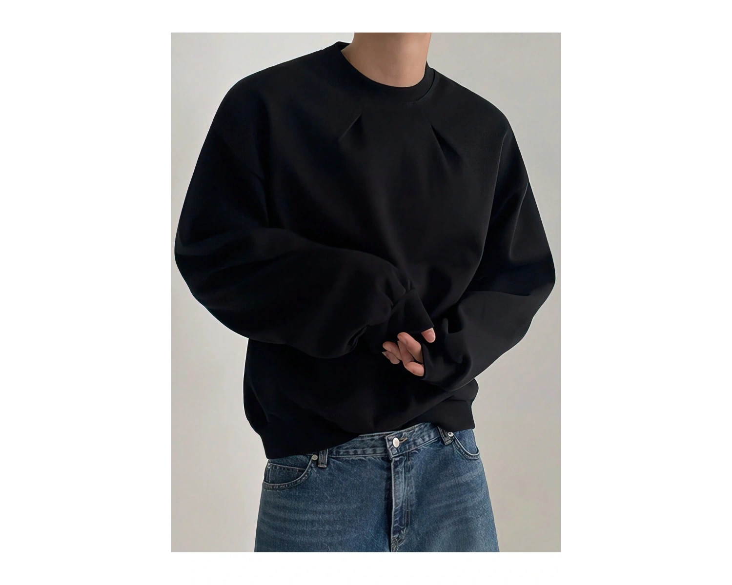 Harajuka Sokakt Manfinity Hypemode Katı Damla Omuz Kazak Gri