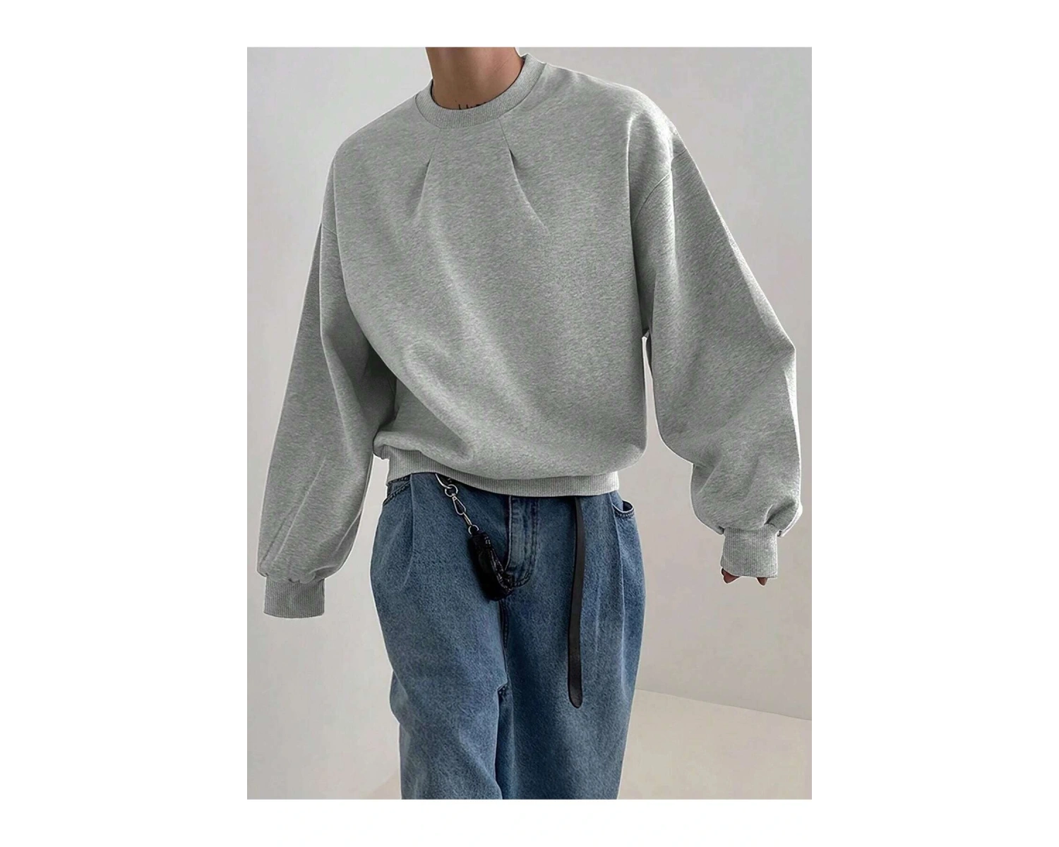 Harajuka Sokakt Manfinity Hypemode Katı Damla Omuz Kazak Gri