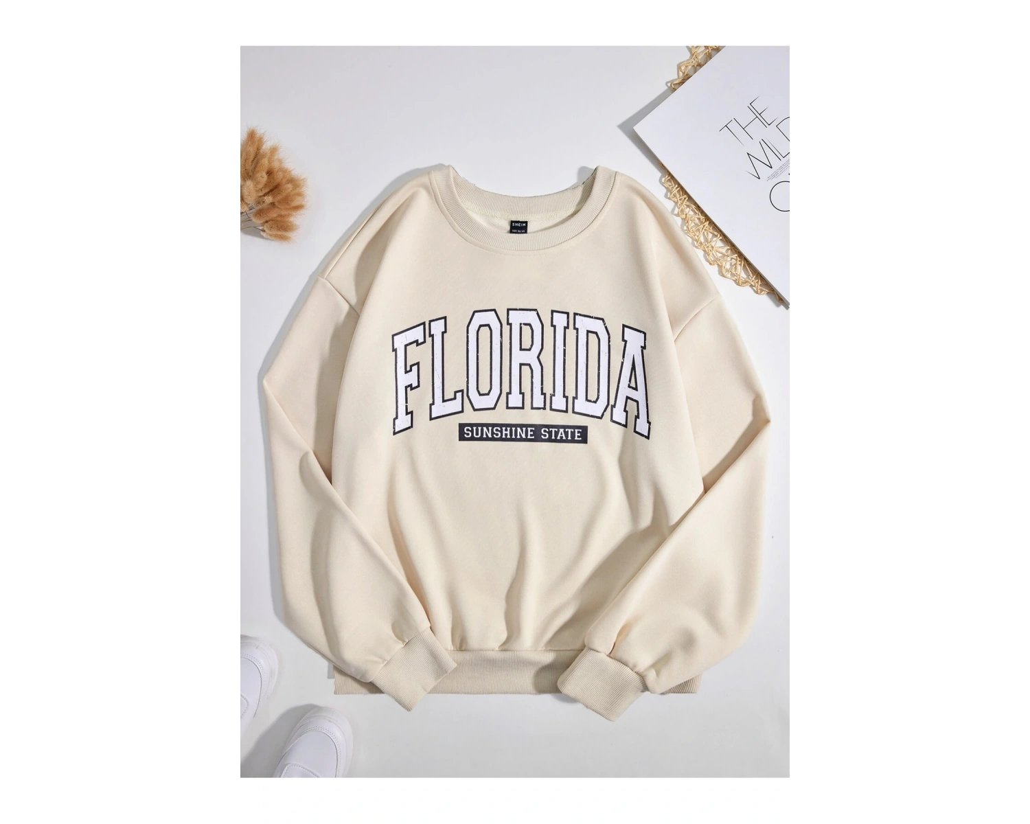 Harajuka Sokakt Yazılı Grafik Sweat Bej