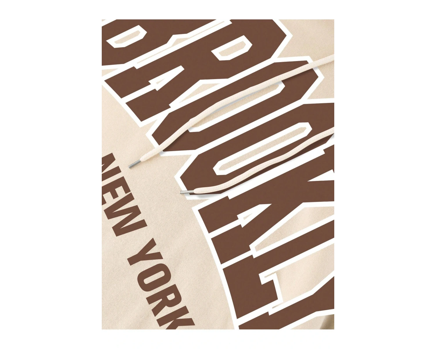 Harf Grafik Kanguru Cepli İpli Kapüşonlu Üst Bej