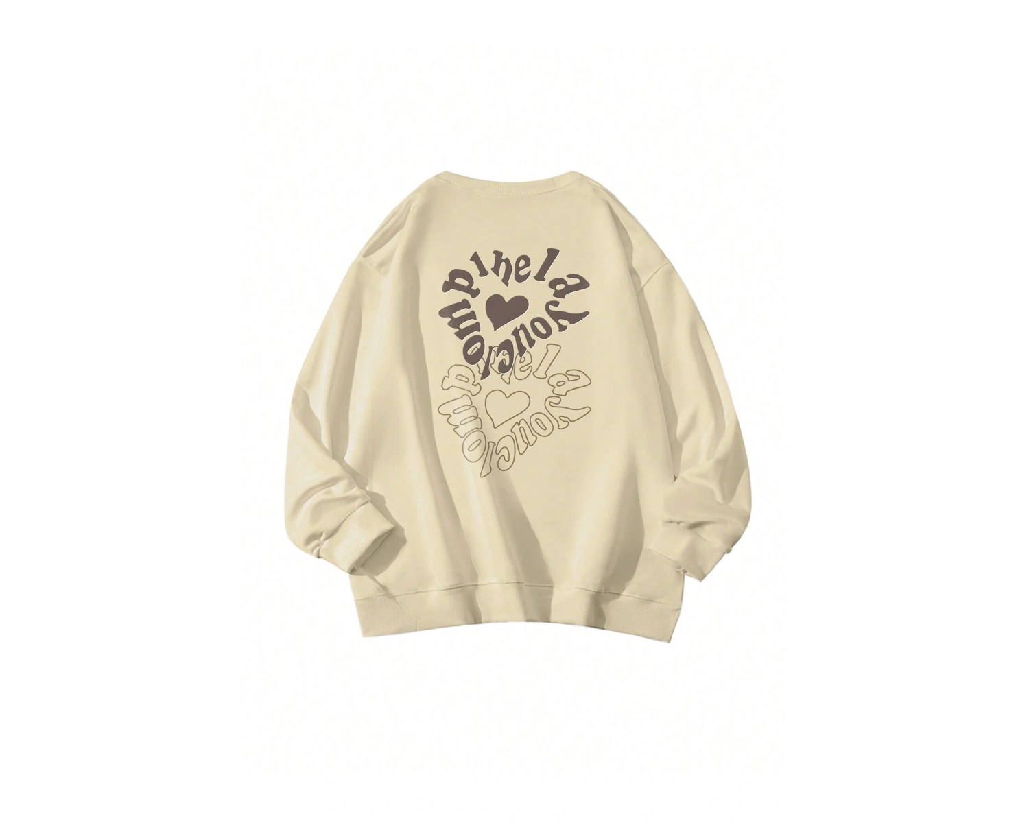 Harfli Grafik Düşük Omuz Oversize Sweat Bej