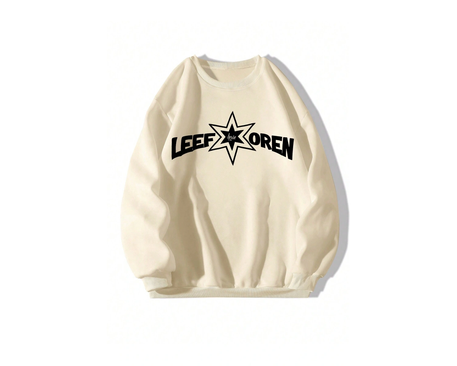 Harfli Grafik Düşük Omuz Oversize Sweat Bej