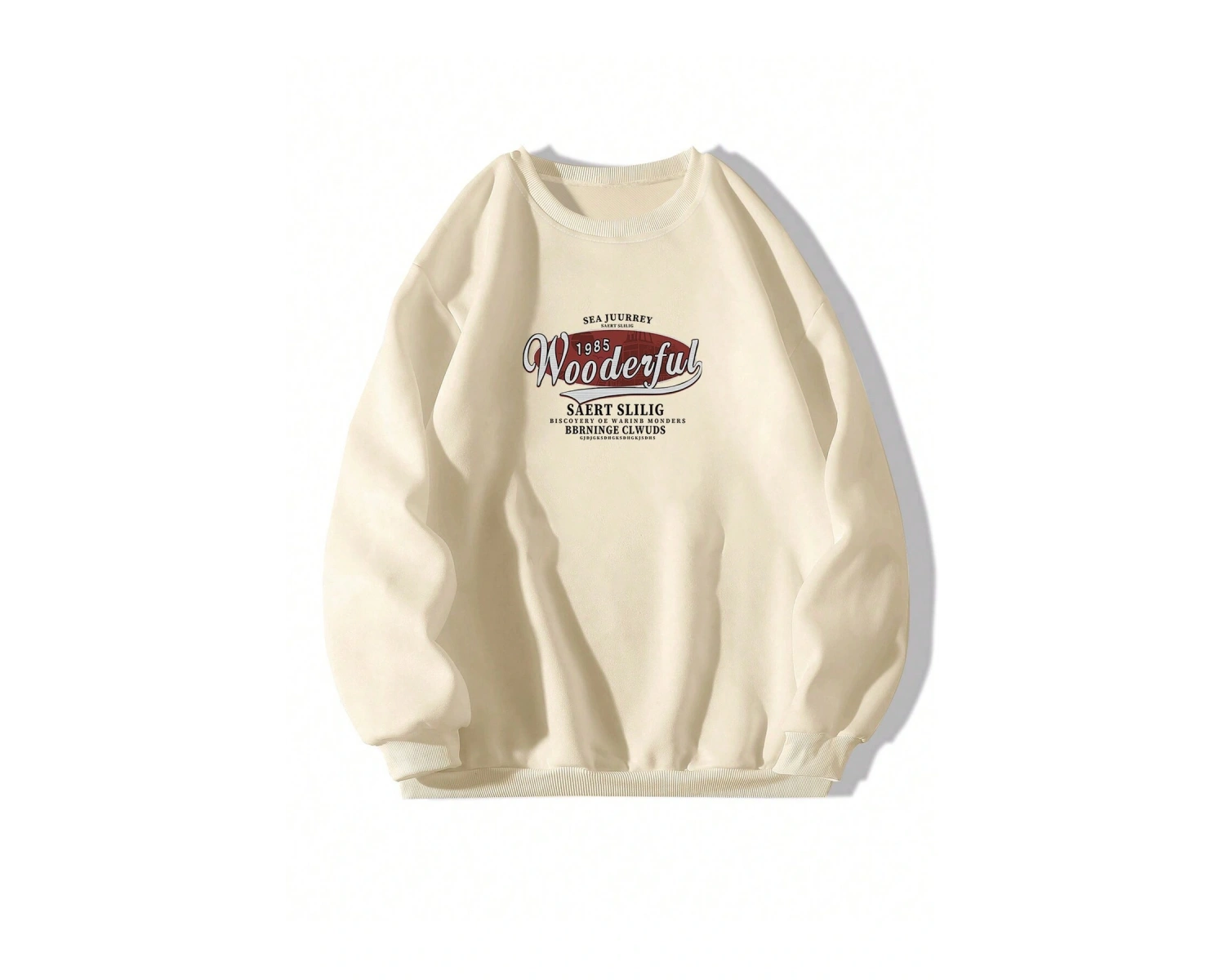 Harfli Grafik Düşük Omuz Oversize Sweat Bej