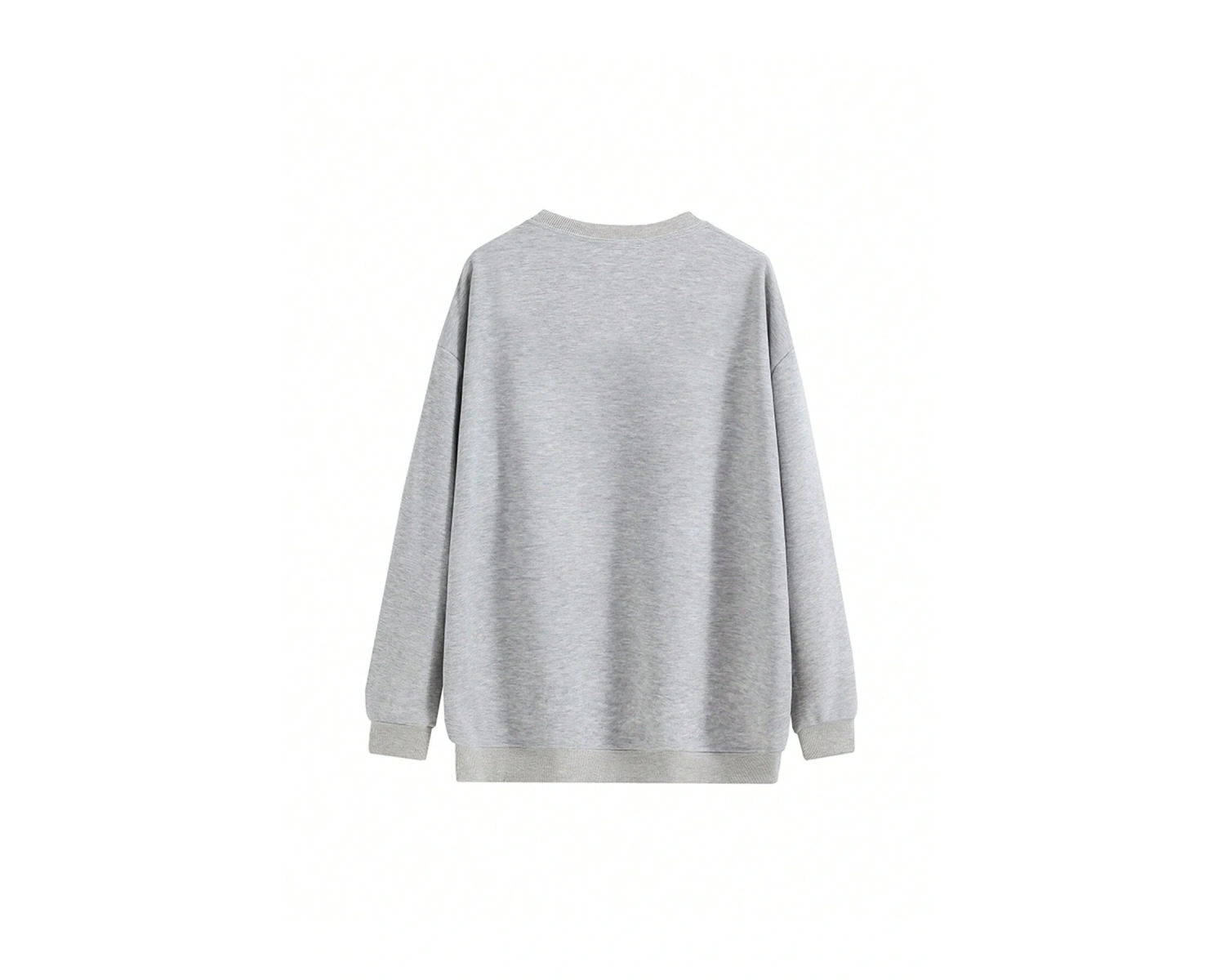 Harfli Grafik Düşük Omuz Oversize Sweat Gri